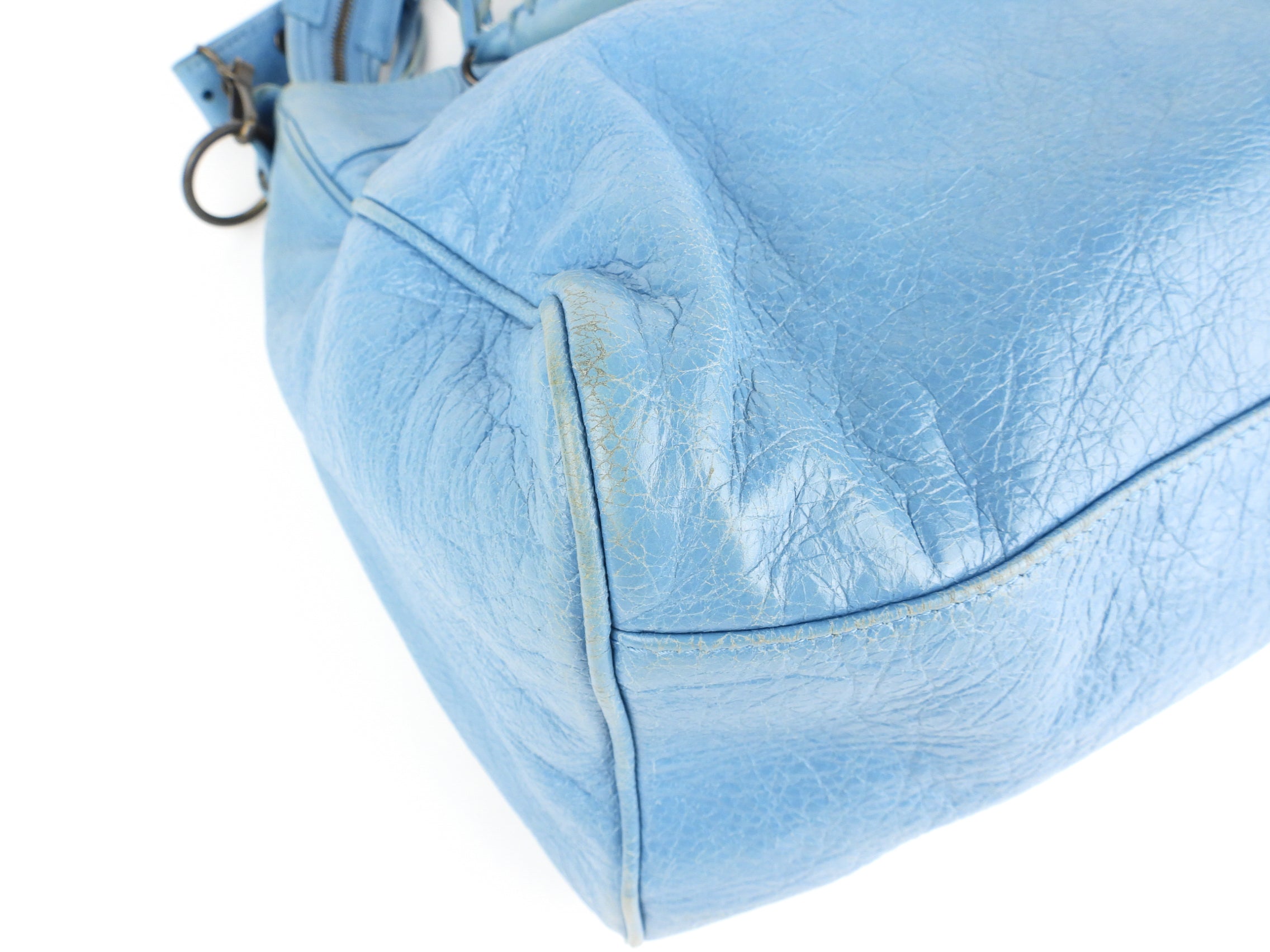 Balenciaga Turquoise Blue Moto Classic Velo City Two-Way Tote Bag for Women | Luxury Designer Handbag for Work, Travel & Everyday Use