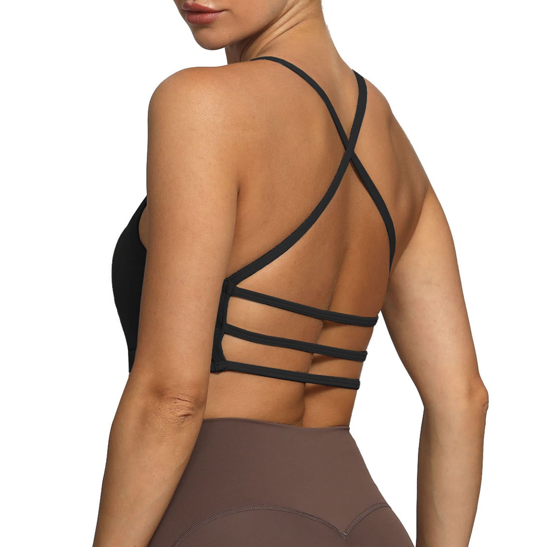 Aoxjox Women's Workout Sports Bra - Low Impact Yoga Crop Top with Padded Support, Backless Design for Fitness & Gym - Perfect for Yoga, Running, and Daily Activewear