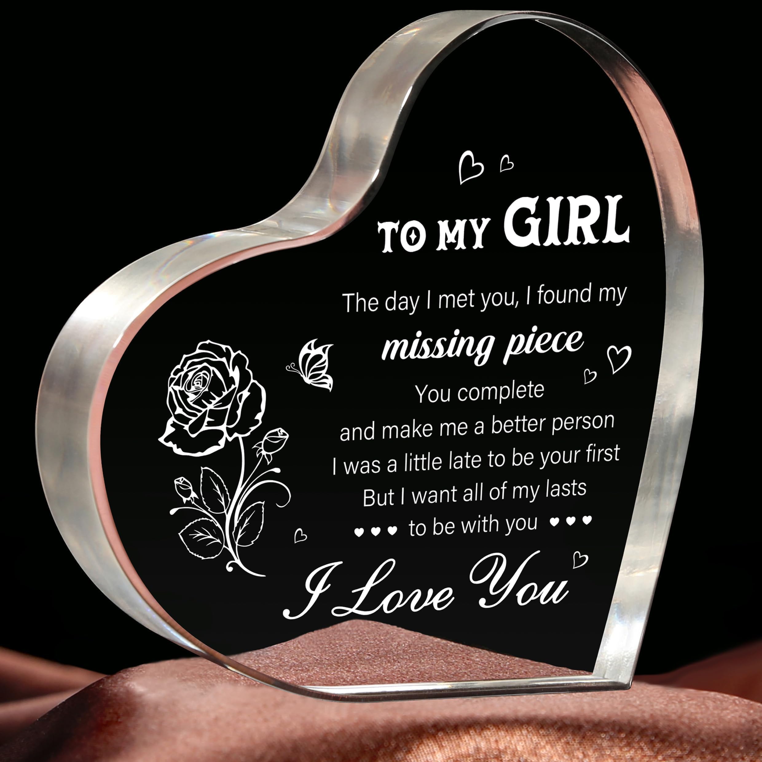 Personalized Heart-Shaped Acrylic Keepsake Decor - Romantic Anniversary & Valentine's Day Gifts for Girlfriend, Birthday Present for Her - Perfect for Bedroom Decor, Couples' Keepsake & Special Occasions