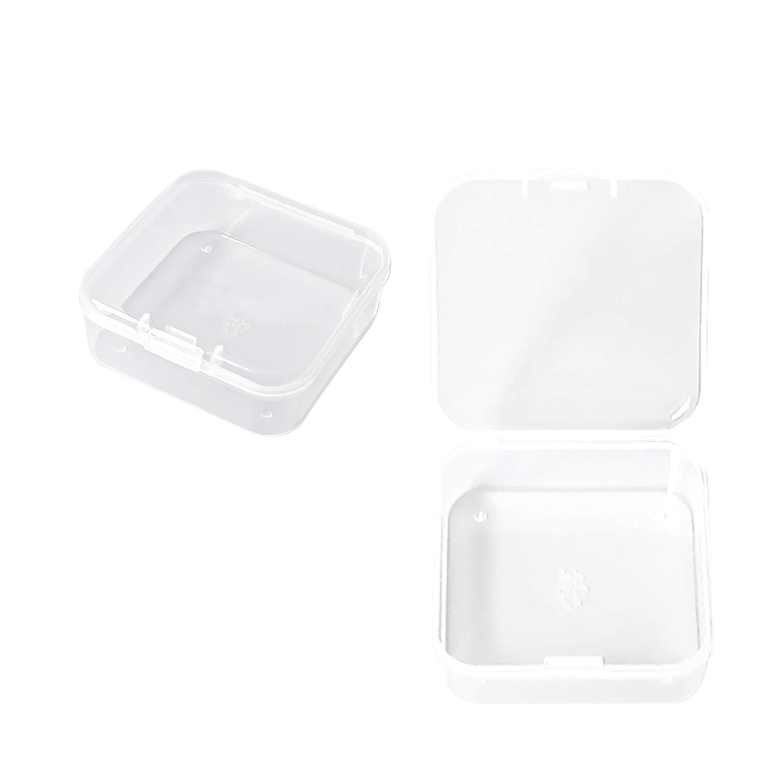 25 Pack Small Clear Plastic Square Storage Containers with Hinged Lids - 1.78