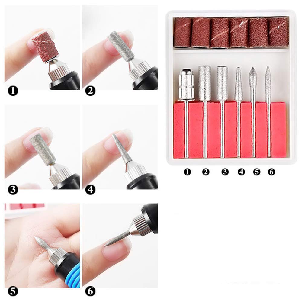 Professional Electric Nail Drill Machine Kit - USB Portable Manicure & Pedicure Tool with 6 Bits for Nail Art, Filing & Shaping | Perfect for Home Salon, Nail Technicians & DIY Beauty Care (Black)