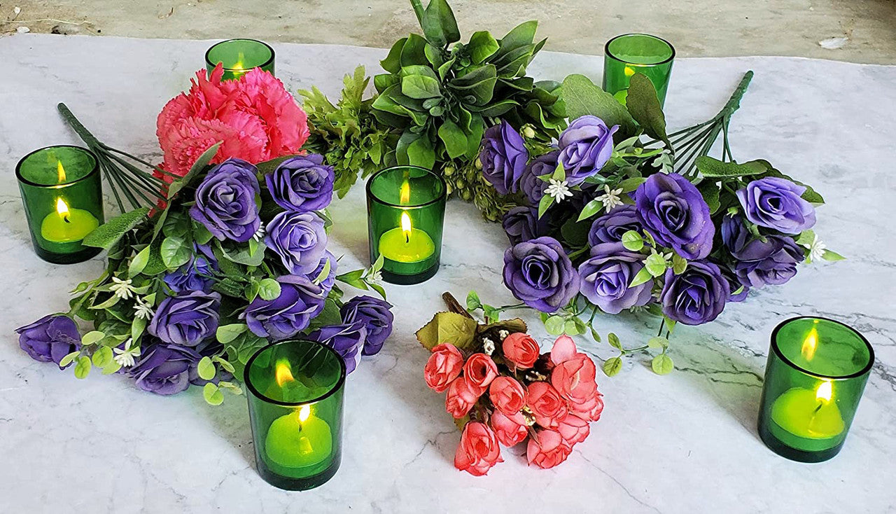 10 Pack Green Glass Votive Candle Holders - Elegant Table Centerpieces for Christmas, Wedding, Anniversary, Party & Home Decor | Perfect for Romantic Dinners, Holiday Decorations & Special Events