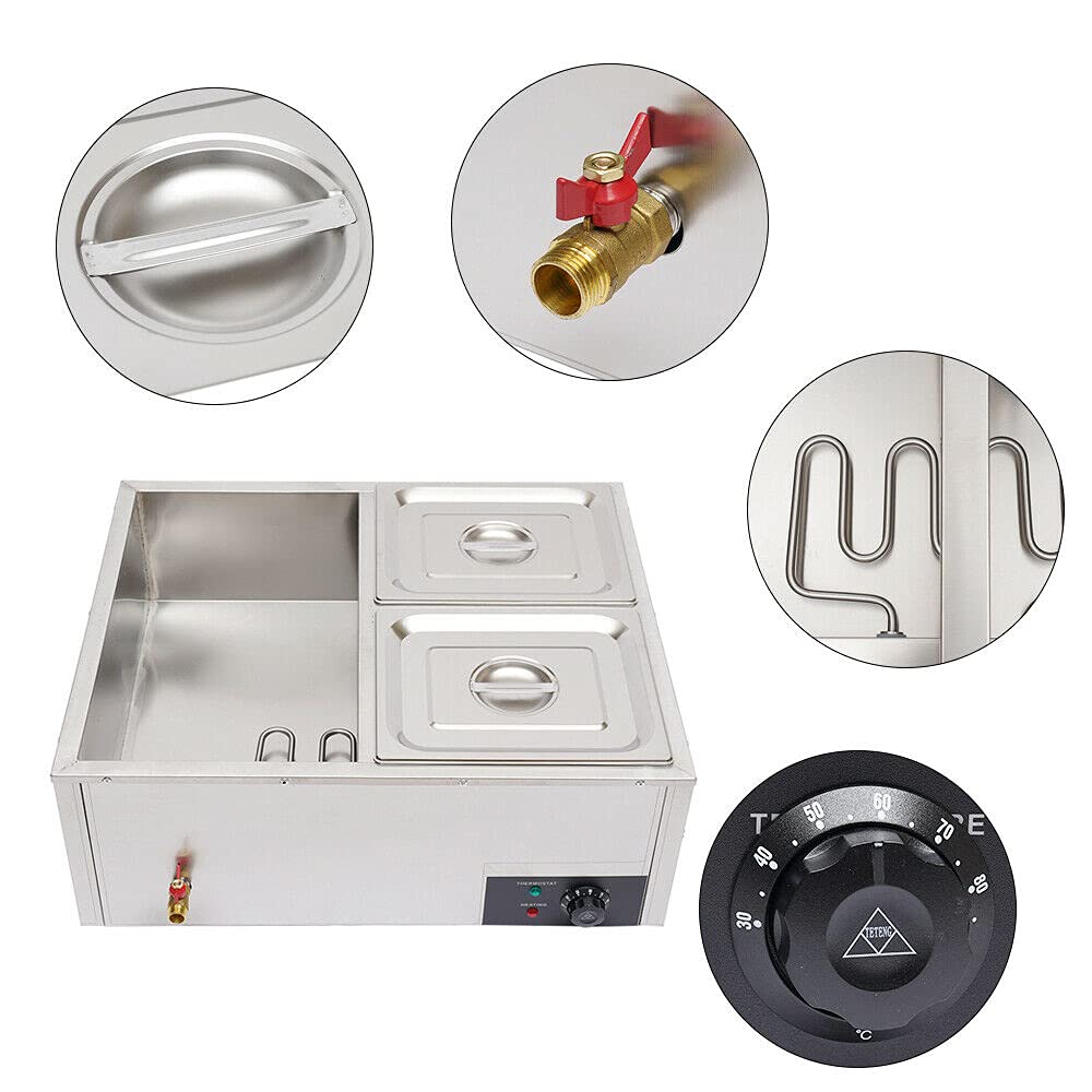 600W 110V Commercial Food Warmer - 4-Pan Electric Countertop Buffet Heater for Restaurants, Catering & Events | Keep Soups, Stews & Entrees Hot | Stainless Steel Food Warmer Station with 6 Pots Capacity