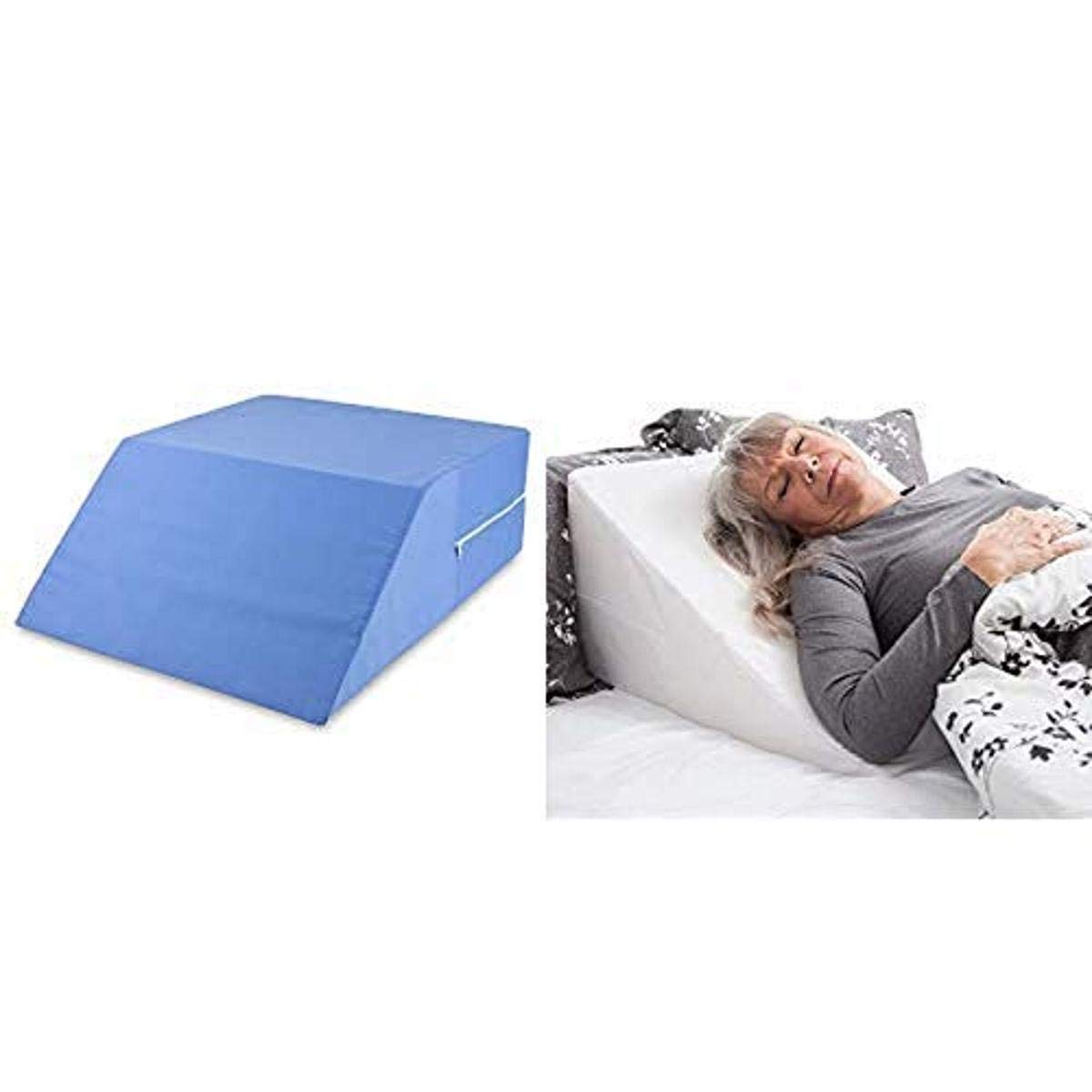 DMI Ortho Bed Wedge Pillow for Leg Elevation - Supportive Memory Foam Wedge Pillow for Neck & Back Pain Relief - Blue - Perfect for Sleeping, Post-Surgery Recovery & Acid Reflux Relief