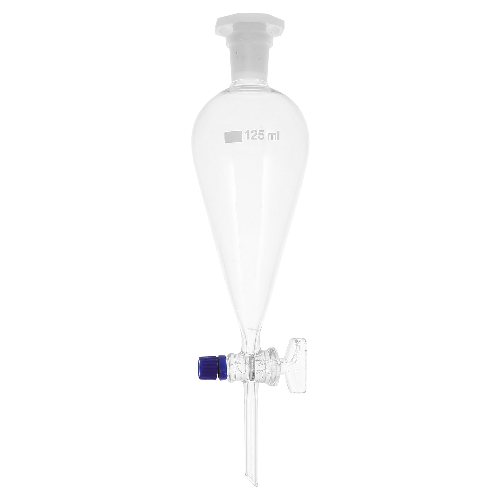 Premium 125ml Borosilicate Glass Separatory Funnel with PTFE Stopcock - Heavy Wall Laboratory Pear-Shaped Funnel for Liquid Extraction, Chemical Separation & Essential Oil Distillation - Perfect for Chemistry Labs, Research Facilities & Home Science Experiments