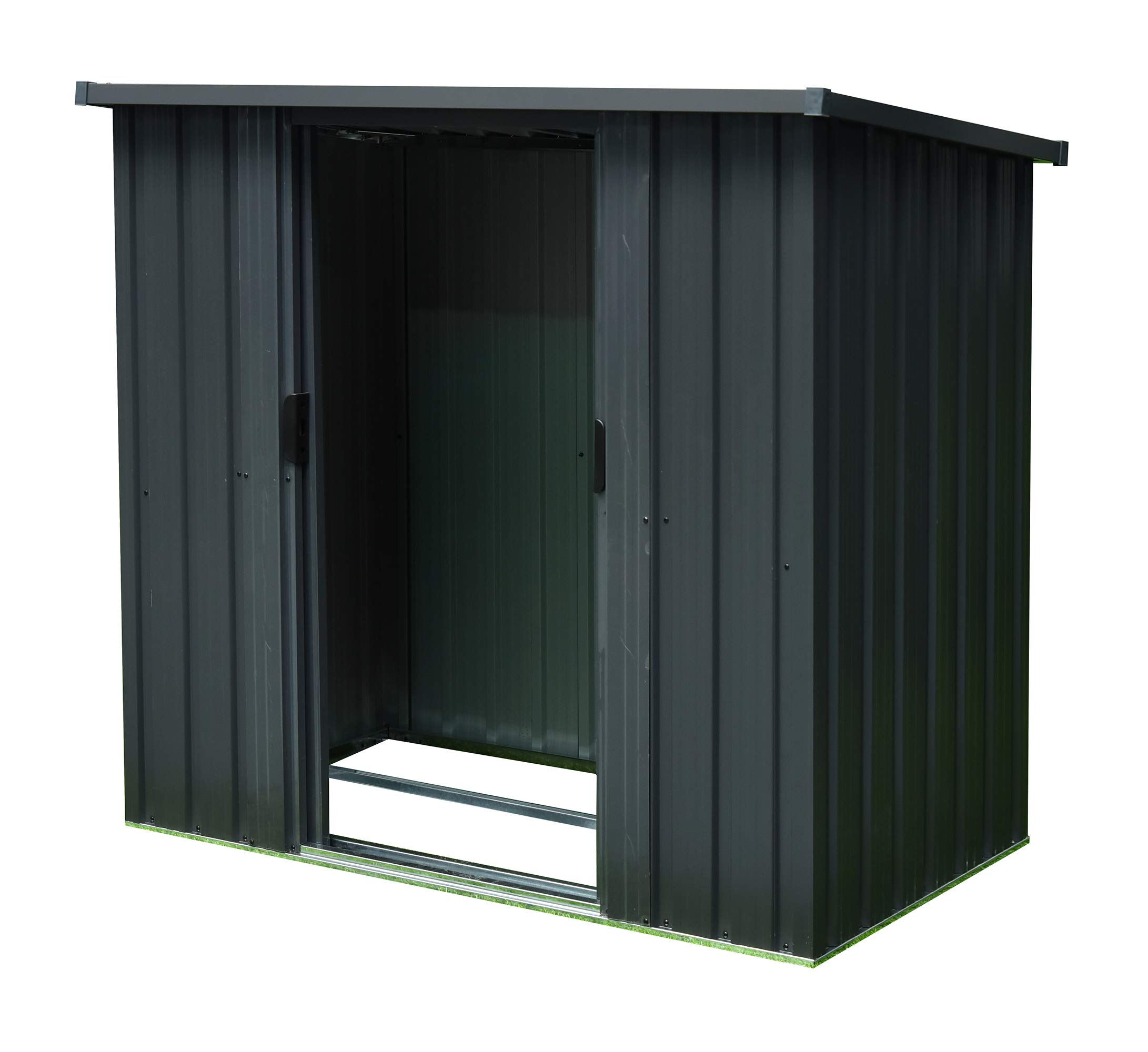 Hanover 52 Cu.Ft. Rust-Proof Galvanized Steel Outdoor Storage Shed with 2 Sliding Doors & Anchors (2.8'x4.8'x4.4') - Perfect for Patio Furniture, Garden Tools & Yard Equipment | Weatherproof Backyard & Garage Organization Solution