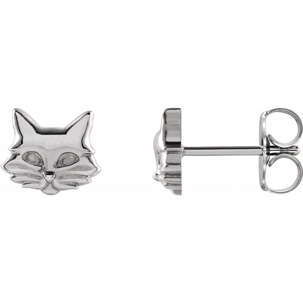 925 Sterling Silver Tiny Cat Stud Earrings with Friction Backs - Polished Hypoallergenic Jewelry Gift for Women & Girls - Perfect for Everyday Wear, Parties & Gifts