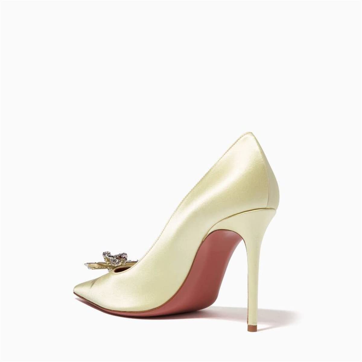 Keleimusi Women's Satin Pumps with Crystal Brooch - 3.75 Inch Dress Heels for Weddings, Parties & Formal Events