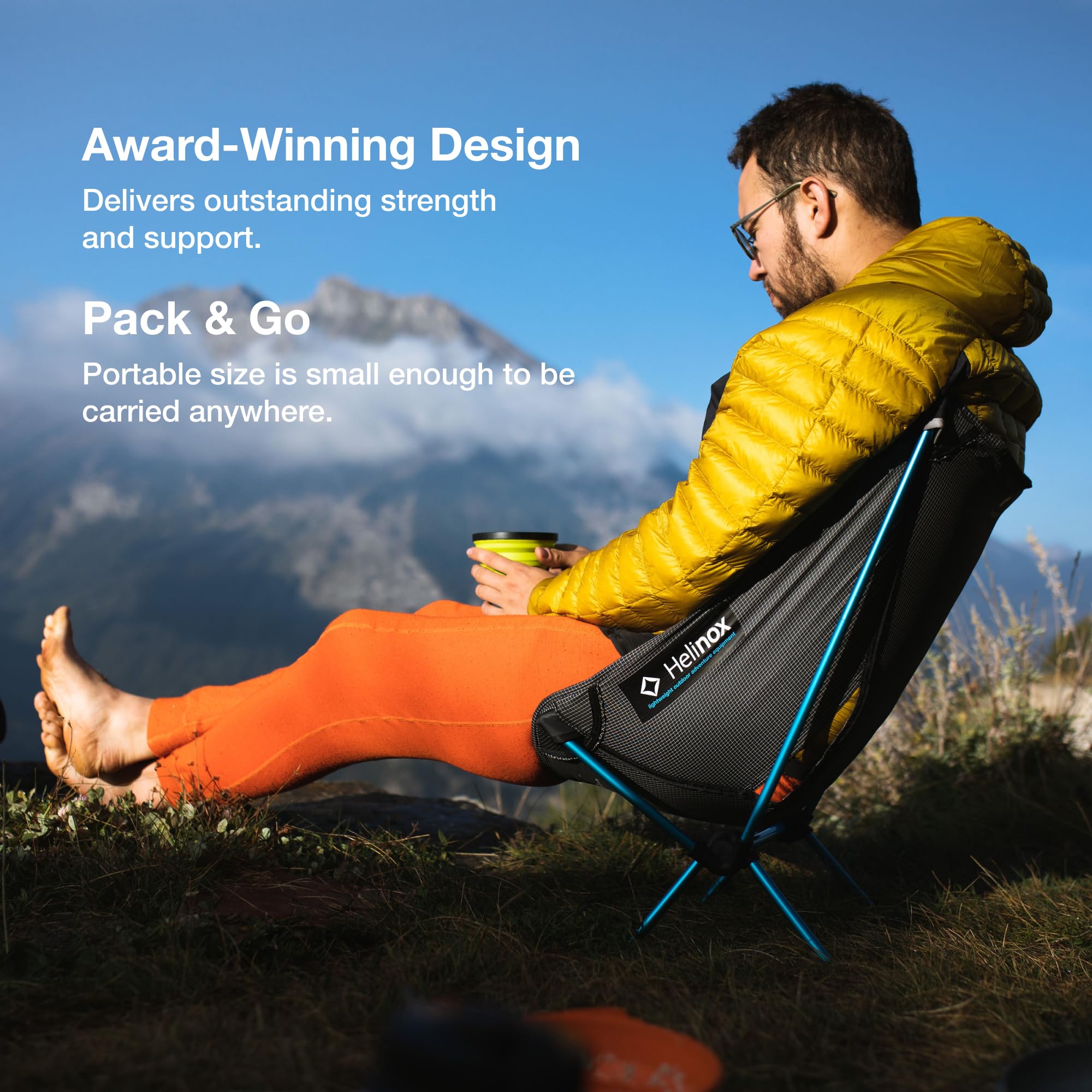 Helinox Chair Zero Ultralight Compact Camping Chair - Lightweight Portable Folding Chair for Backpacking, Hiking & Outdoor Adventures - Perfect for Camping, Beach, Picnics & Travel