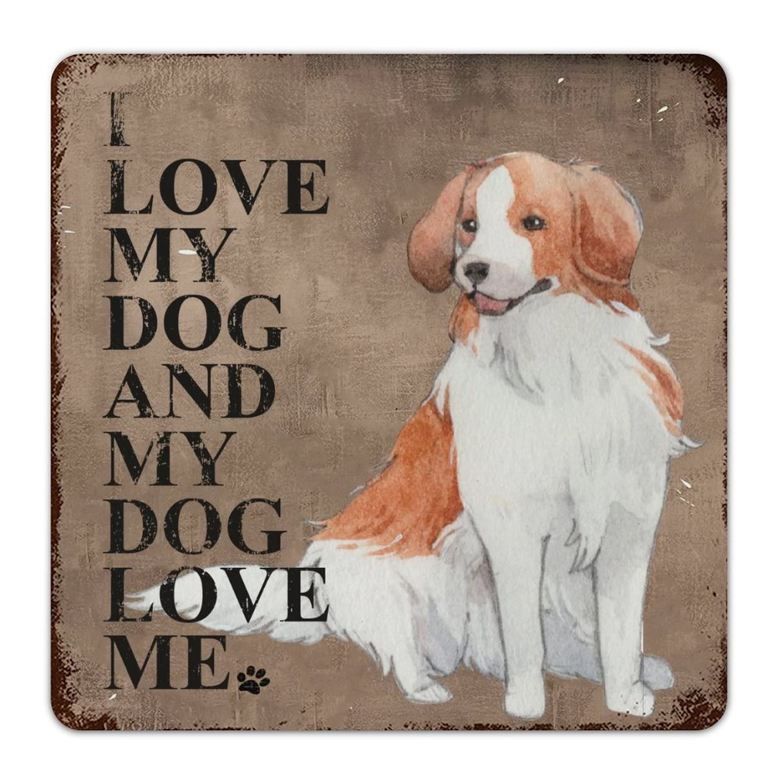 Funny Dog Metal Sign - 'I Love My Dog' Vintage Wall Decor for Man Cave, Porch & Home | Unique Pet Lover Gift for Housewarming & Dog Owners | Durable Metal Print Door Hanger for Indoor/Outdoor Use