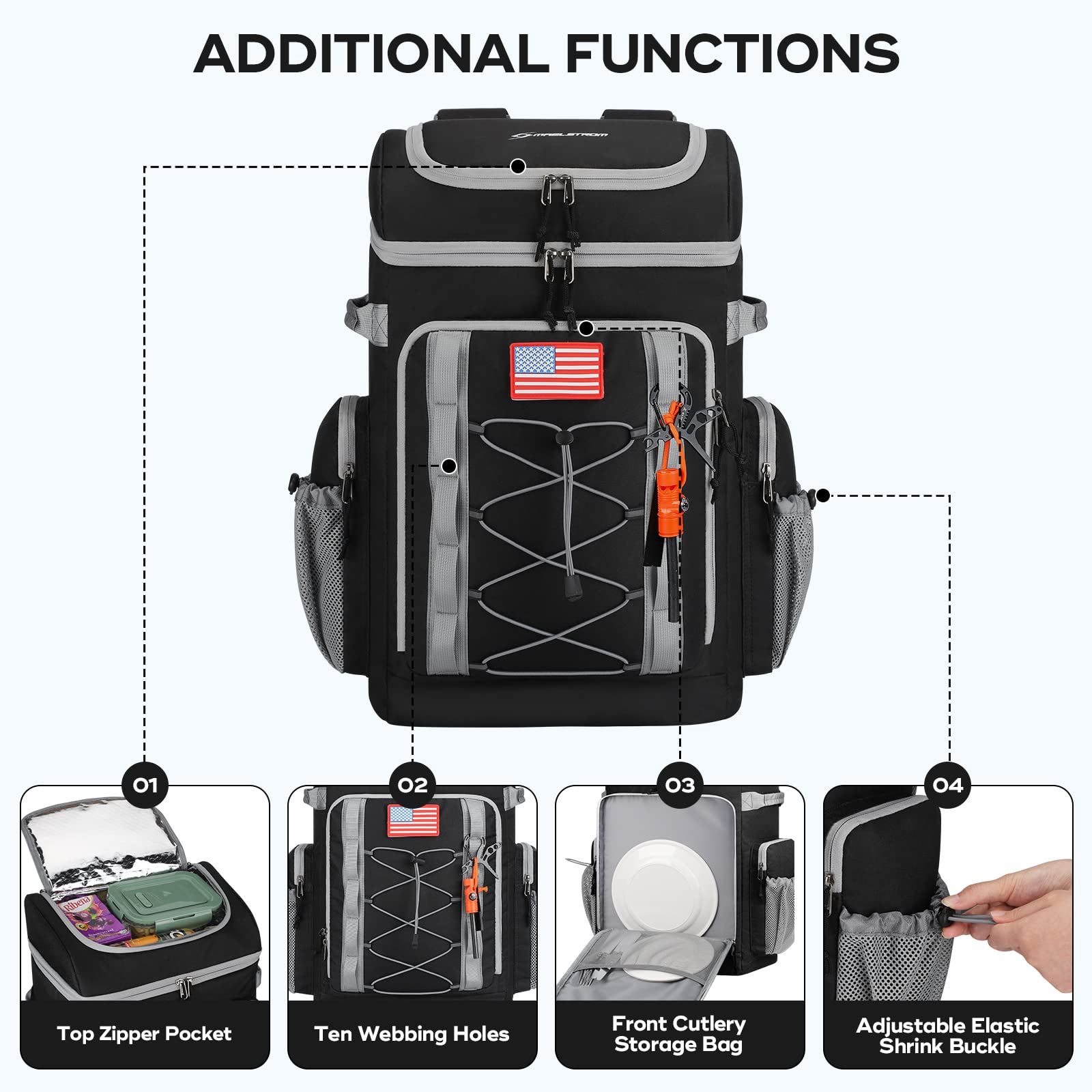 **Maelstrom 50 Can Insulated Cooler Backpack - Leakproof, Waterproof & Lightweight Soft Cooler Bag for Beach, Picnic, Camping & Outdoor Activities - Large Capacity Lunch Backpack for Men & Women**