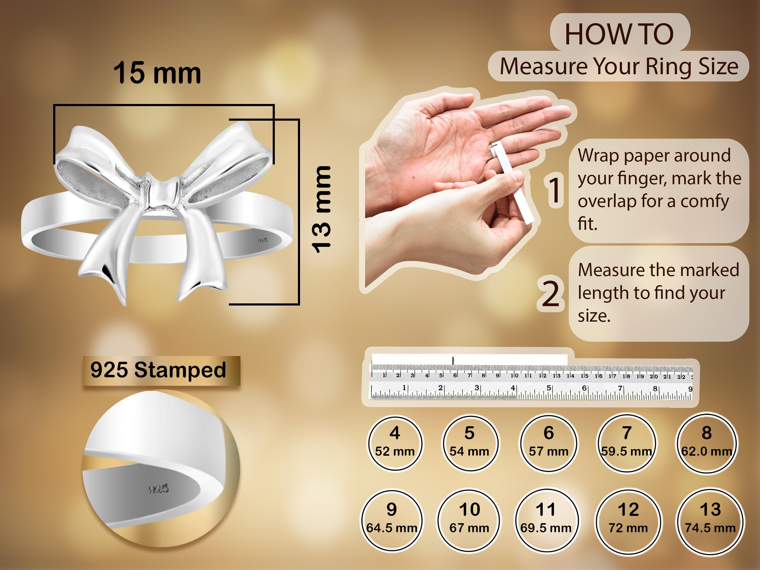Adorable .925 Sterling Silver Bow Ring - Elegant Ribbon Jewelry for Women | Perfect for Weddings, Parties & Everyday Wear