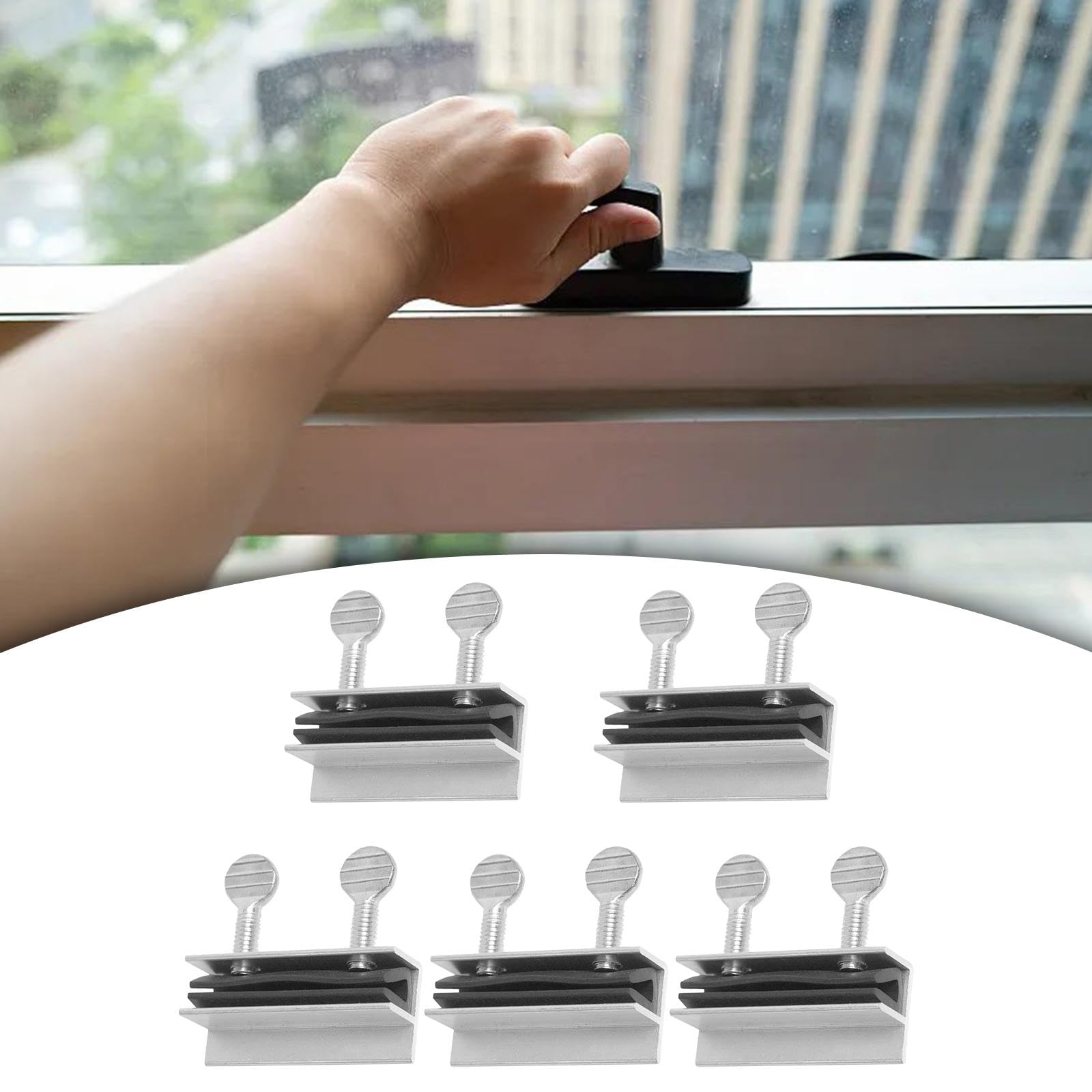 5Pcs Window Lock - Child Safety Window Restrictor, Anti-Theft Lock Buckle, Easy Install Door Lock Stopper (24x24x60mm) for Home, Patio & Sliding Windows - Prevent Accidental Falls & Burglary