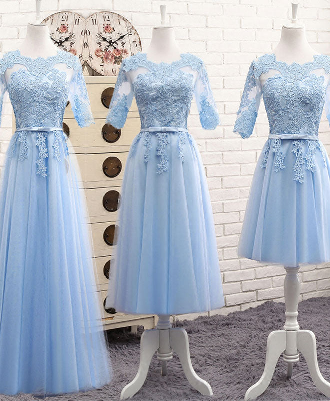 Elegant Blue Tulle Lace Long Prom Dress for Women | Formal Evening Gown | Perfect for Prom Night, Bridesmaid Dresses, Weddings & Special Occasions