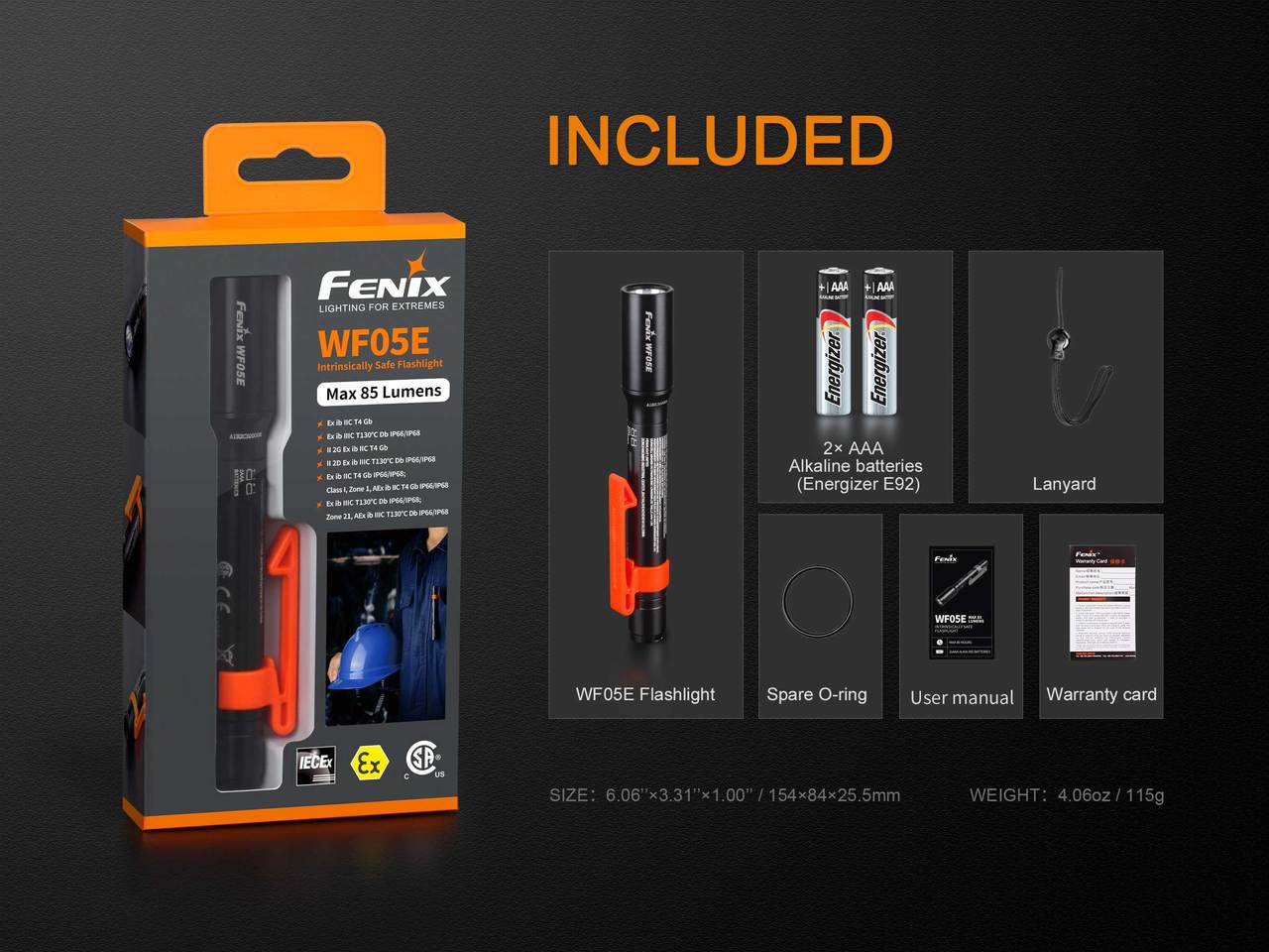 Fenix WF05E Intrinsically Safe Flashlight - Explosion Proof LED Work Light for Hazardous Areas | Perfect for Oil Rig, Mining, Chemical Plant & Emergency Use