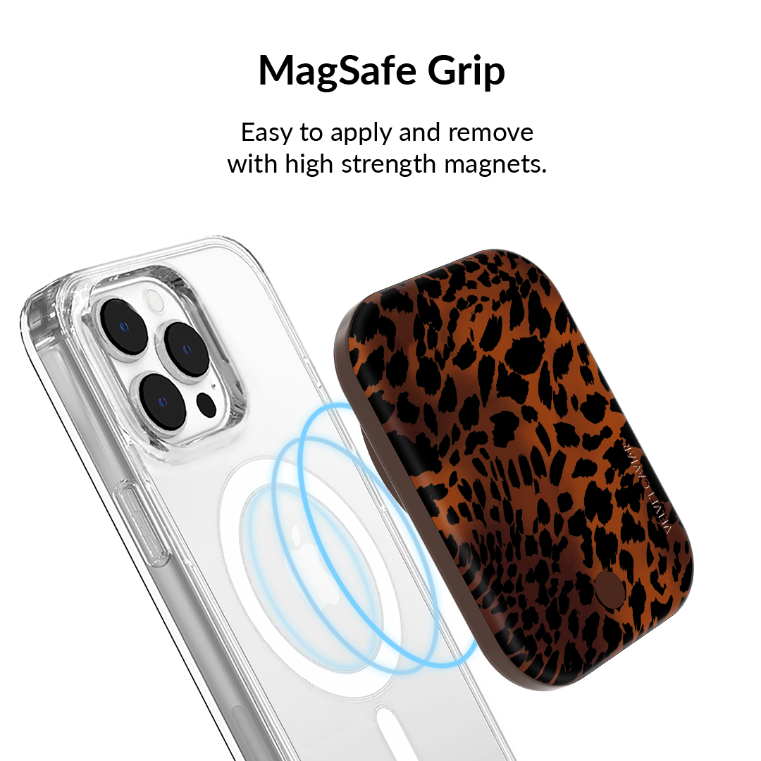 Leopard Print MagSafe Battery Pack - 5000mAh Portable Charger for iPhone 12/13/14/15 - Fast Wireless Charging Power Bank for Travel, Work & Outdoor Adventures