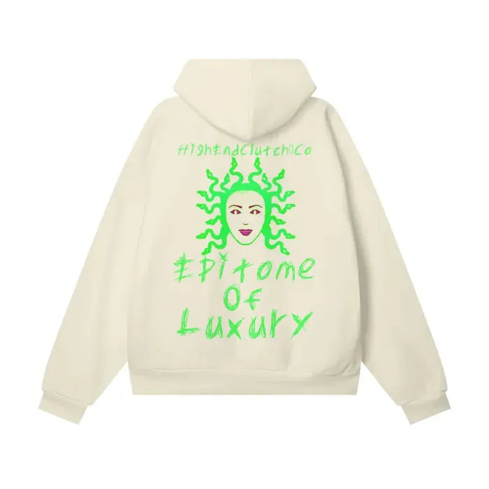 Premium Medusa Print Oversized Fleece Hoodie with Hidden Pockets - Heavyweight 460 GSM Sweatshirt for Women & Men | Streetwear, Winter Fashion, Casual Comfort