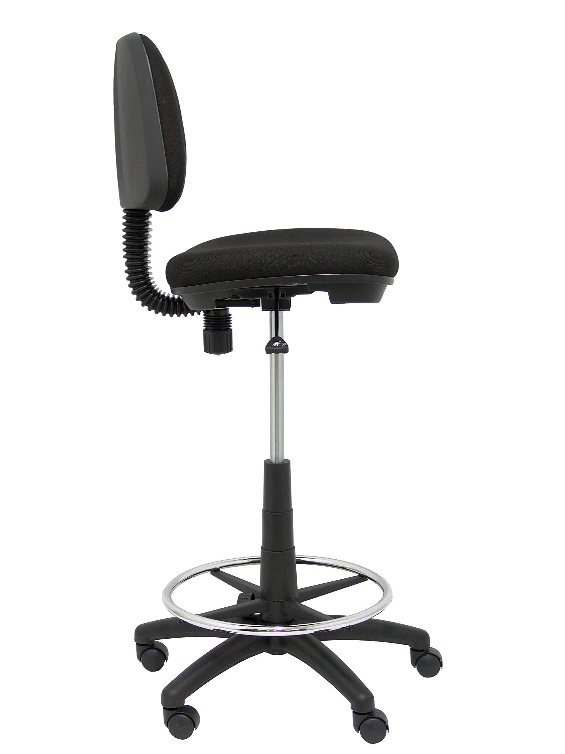 Ergonomic Adjustable Height Swivel Stool with Chrome Footrest Ring - Piqueras y Crespo T12CL - Perfect for Office, Kitchen, Salon & Home Workspaces