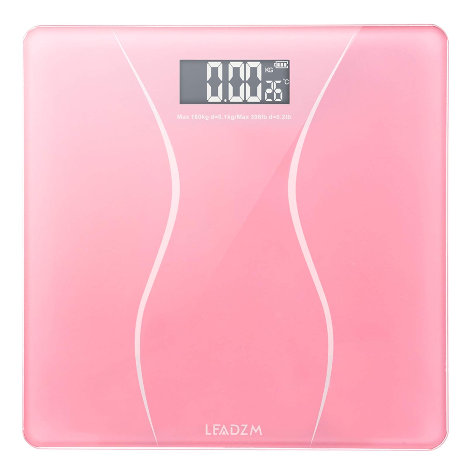 JYOSTORE Digital Bathroom Scale - High Precision Body Weight Scale with Step-On Technology, 400 lb/180 kg Capacity, 0.1kg Accuracy, Slim Waist Design - Pink | Ideal for Home, Gym & Health Tracking