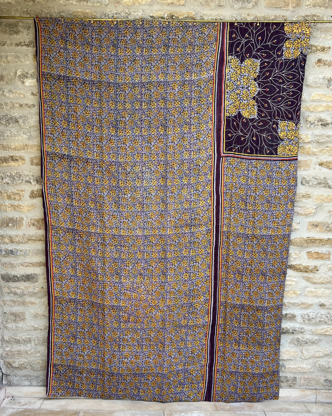 Lightweight Kantha Quilt No. 778 - Handmade Cotton Throw Blanket for Bed, Sofa & Travel - Soft & Breathable for All Seasons