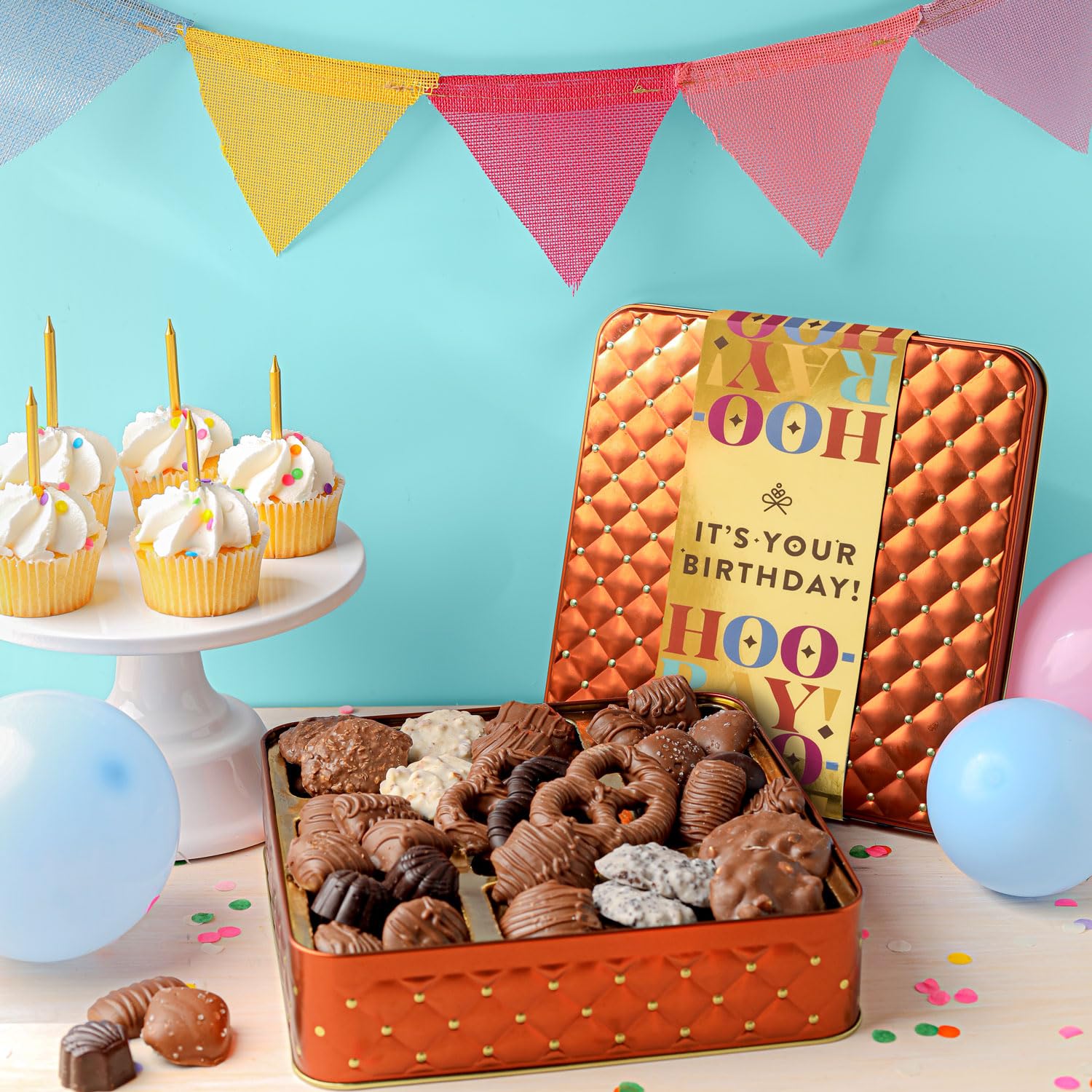 BONNIE AND POP - Premium Birthday Gift Basket with Chocolate & Snacks for Women & Men | Gourmet Food Gift Box | Birthday Treats & Prime Snack Arrangements | Perfect for Office Celebrations, Housewarming Gifts & Special Occasions
