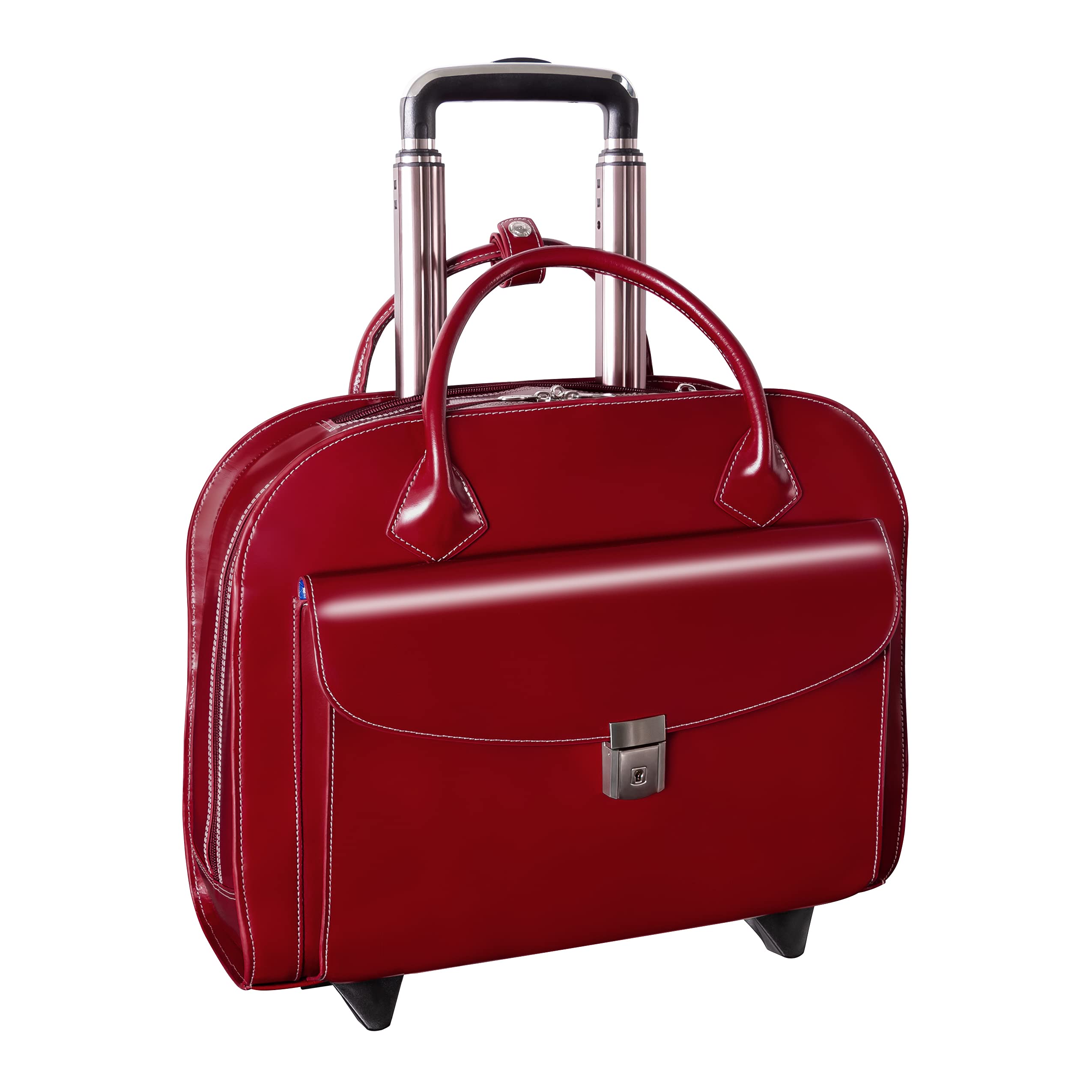 McKlein Limited Edition Red Leather Laptop Rolling Briefcase 96146A - Premium Business Travel Carry-On for Professionals & Executives