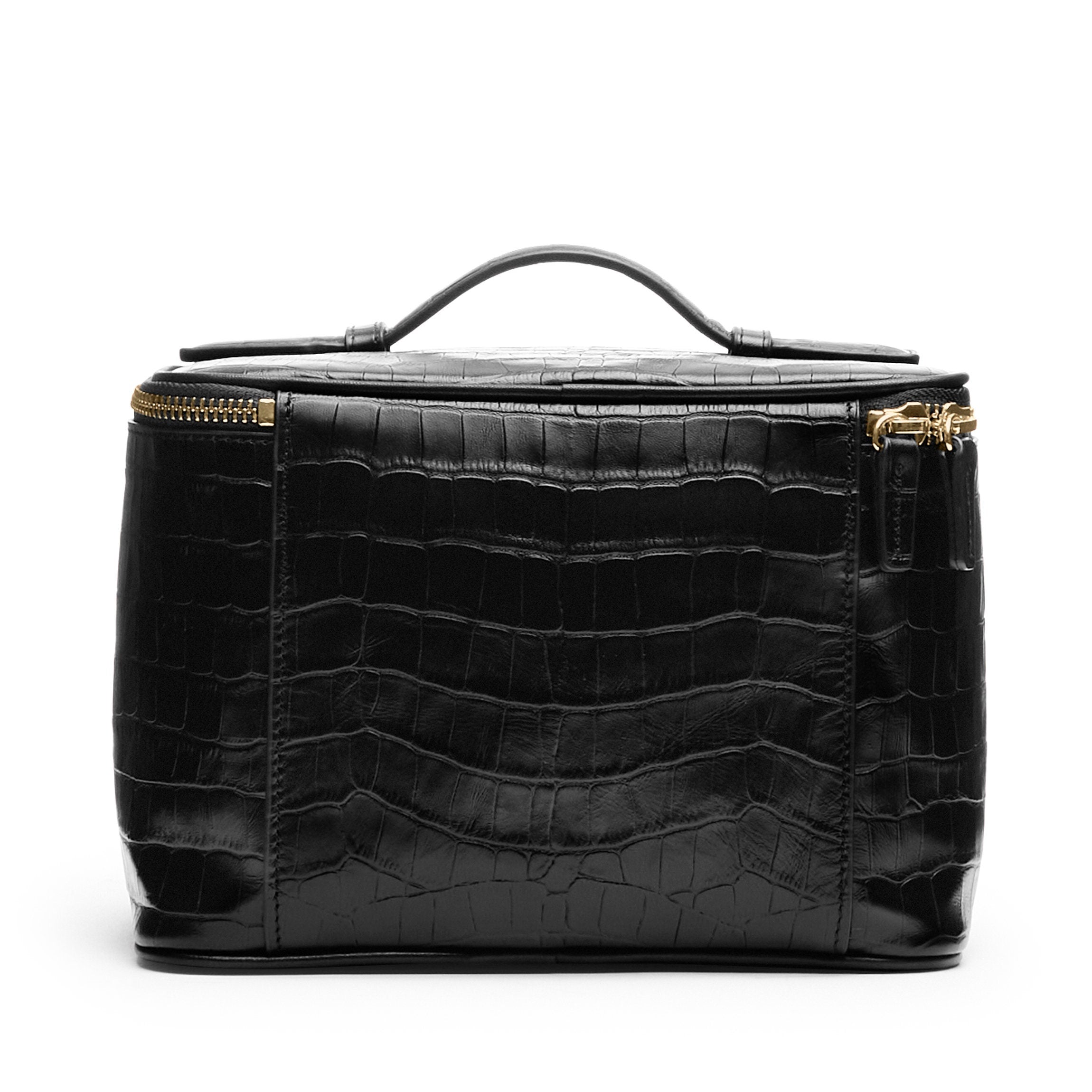 Professional Black Crocodile Pattern Makeup Train Case - Medium Size for Travel, Salon & On-the-Go Beauty Organization