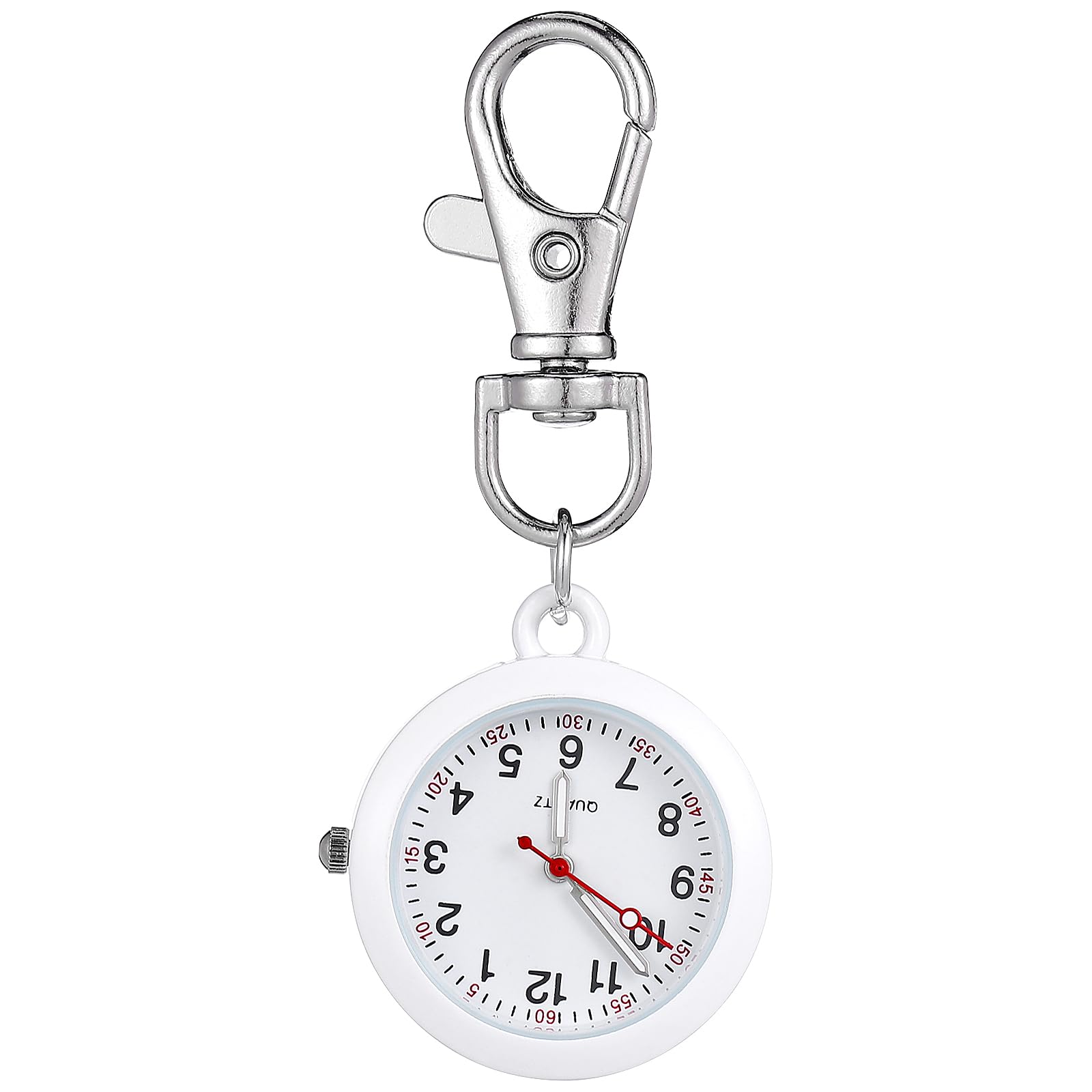 Balacoo Clip On Pocket Watch for Nurses & Doctors - Digital Hanging Badge Watch for Women & Men, Portable Fob Watch with Clip (White) - Perfect for Medical Professionals, Healthcare Workers & Students