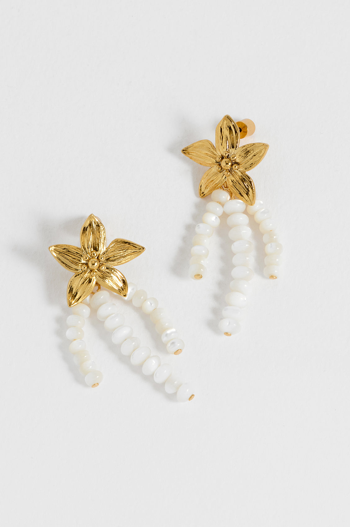 Elegant Flower Pearl Drop Earrings for Women - Dainty Floral Pearl Dangle Earrings - Perfect for Weddings, Parties & Special Occasions