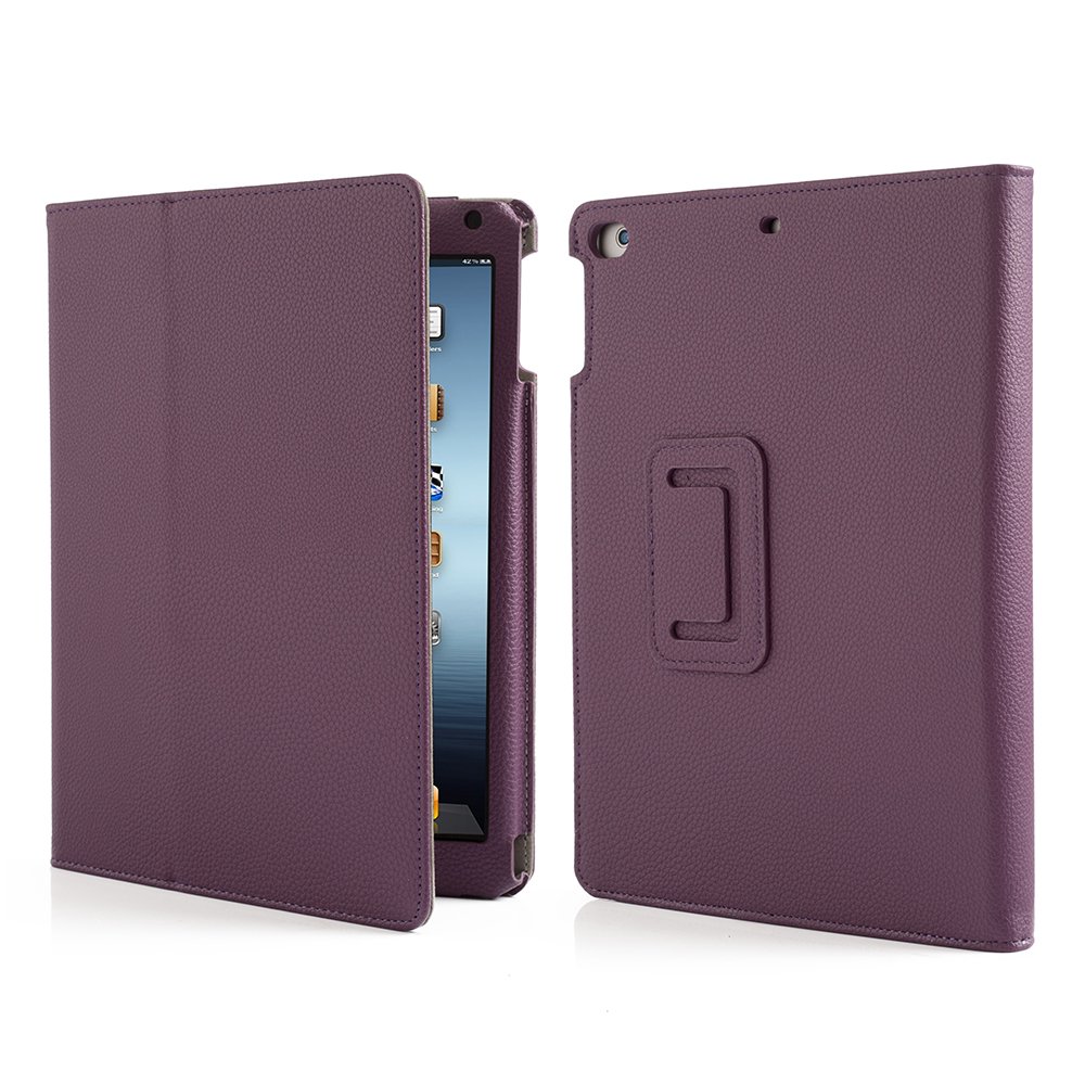 Premium PU Leather iPad Case for iPad 9.7 Inch (2018/2017/Air 2/Air 1) - Shockproof Corner Protection & Scratch-Resistant Smart Cover with Auto Sleep/Wake - Purple Folio Stand Case for Work, School & Travel