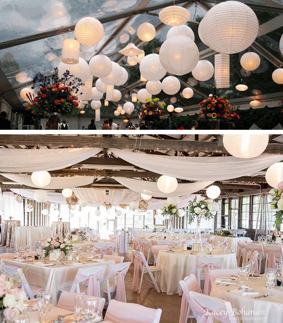 Bulk 18 Inch White Round Paper Lanterns - 100 Pack Hanging Decorations with Even Ribbing for Party, Wedding, Festival & Home Decor