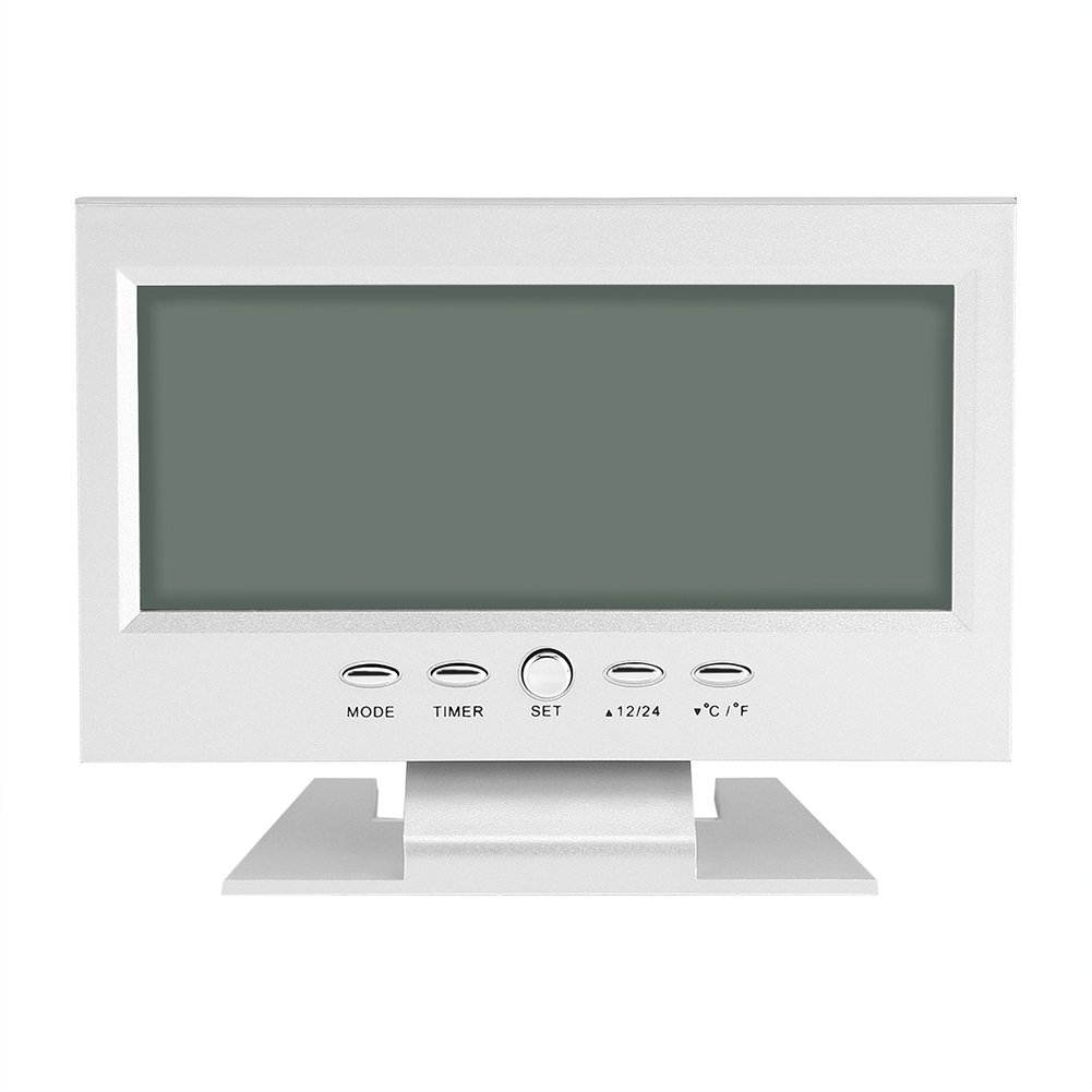 **Ymiko LED Digital Desk Alarm Clock with Sound Sensor, Temperature & Humidity Display - Night Light for Bedroom, Office, Home Decor (Silver) - Perfect for Nightstands, Desks, and Gift Giving**
