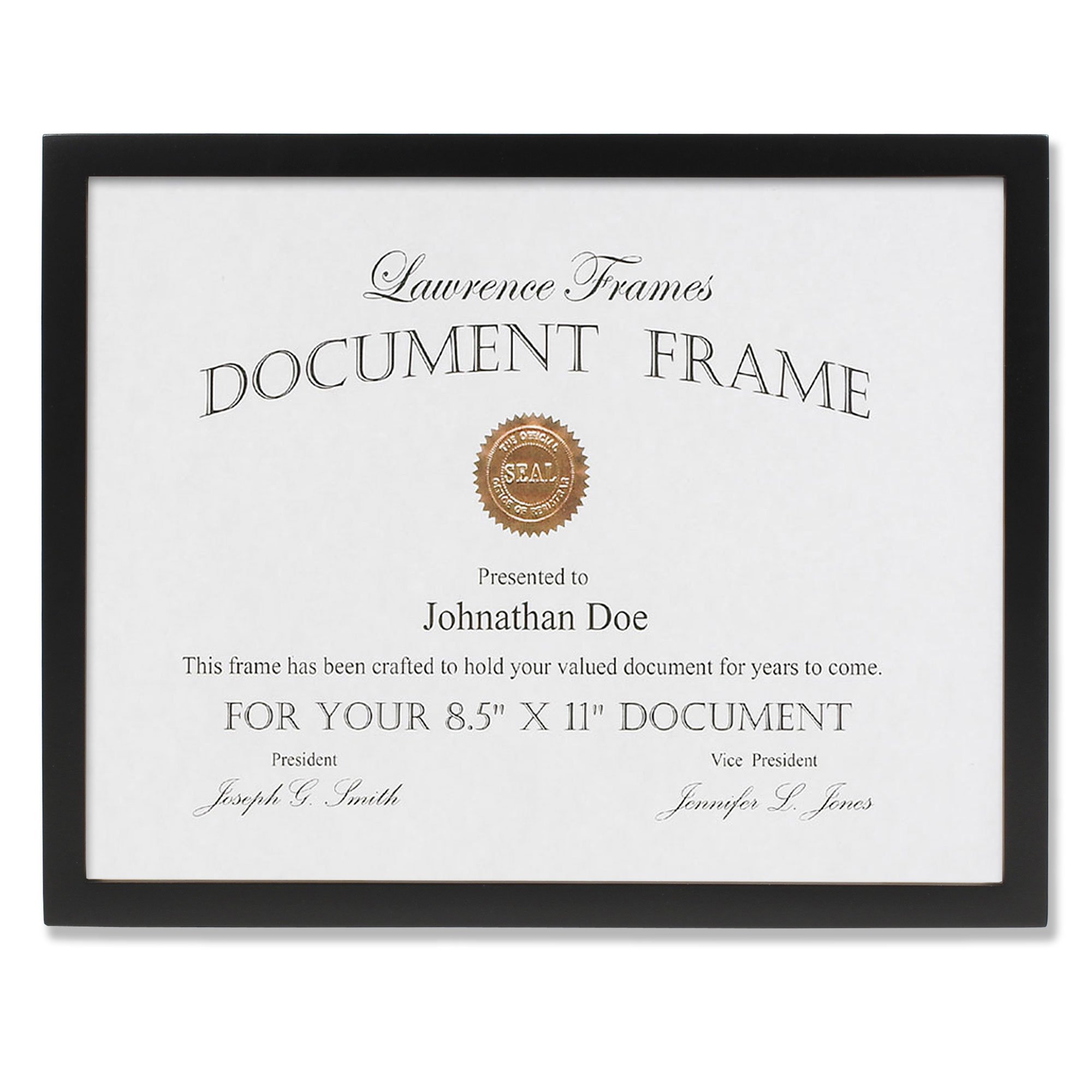 Premium Black Wood Certificate Picture Frame - Lawrence Frames Gallery Collection - 8.5 x 11 Inches - Perfect for Diplomas, Awards & Office Decor