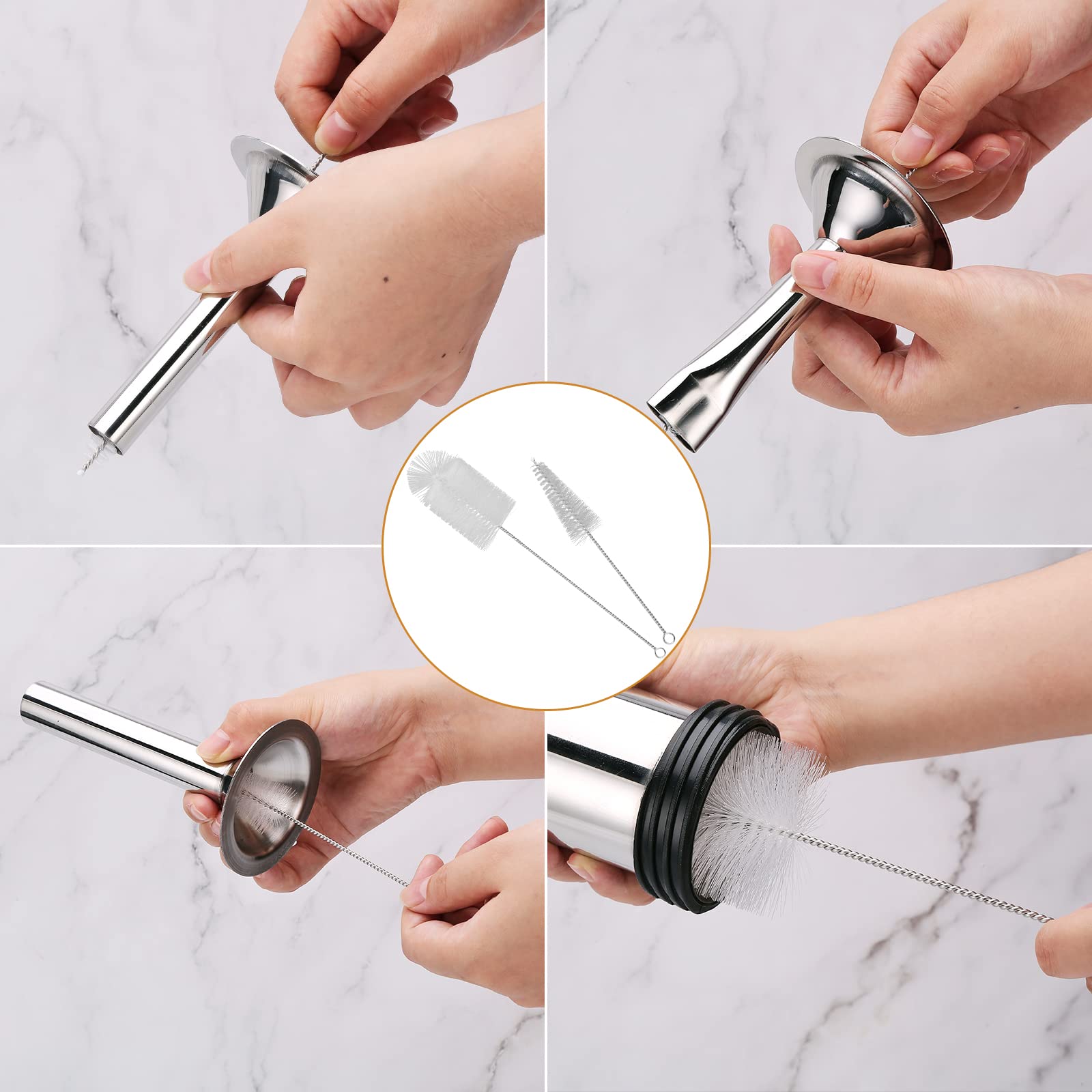HK Jerky Gun Kit - 2.1LB Stainless Steel Jerky Maker & Sausage Stuffer with 5 Nozzles, 2 Cleaning Brushes & Stomper - Perfect for Homemade Beef Jerky, Sausage & Snack Making