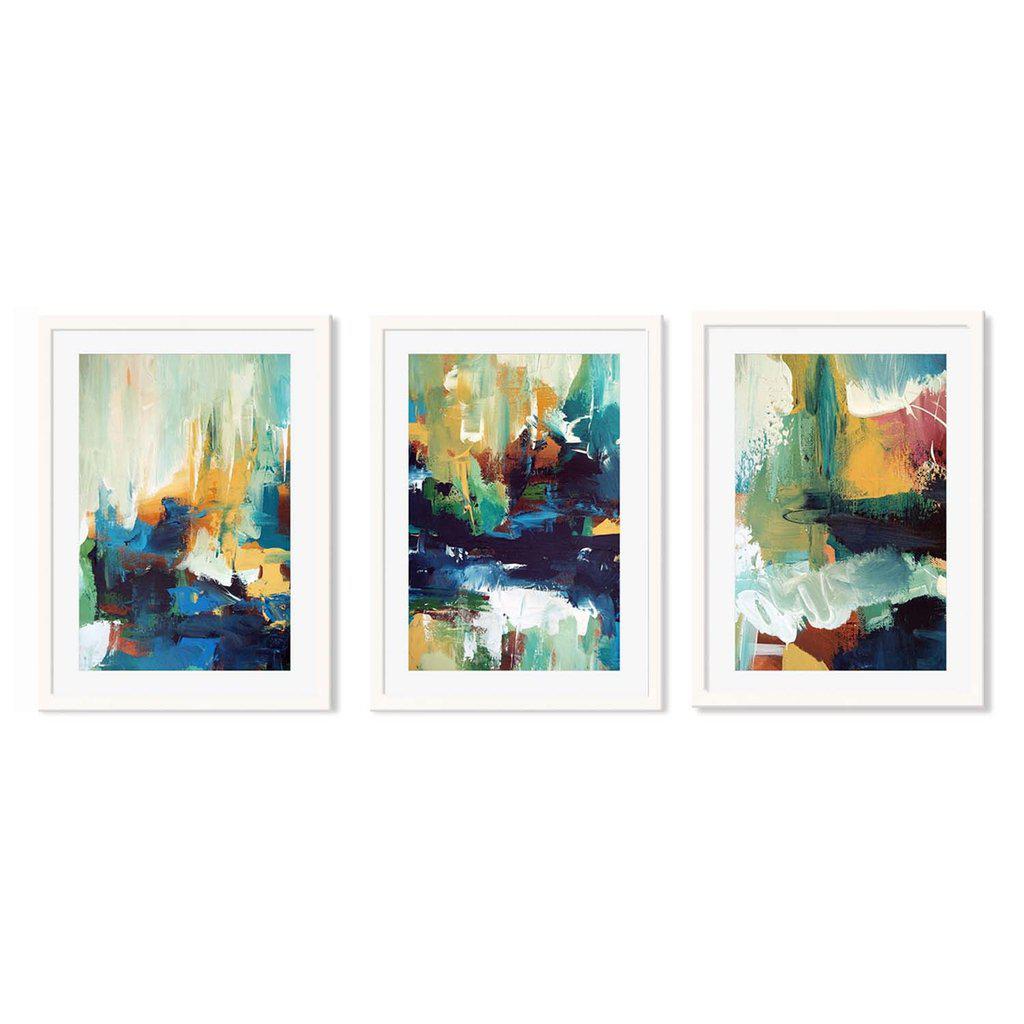 Vibrant Abstract Fields Print Set of 3 - Modern Wall Art for Living Room, Bedroom & Office Decor