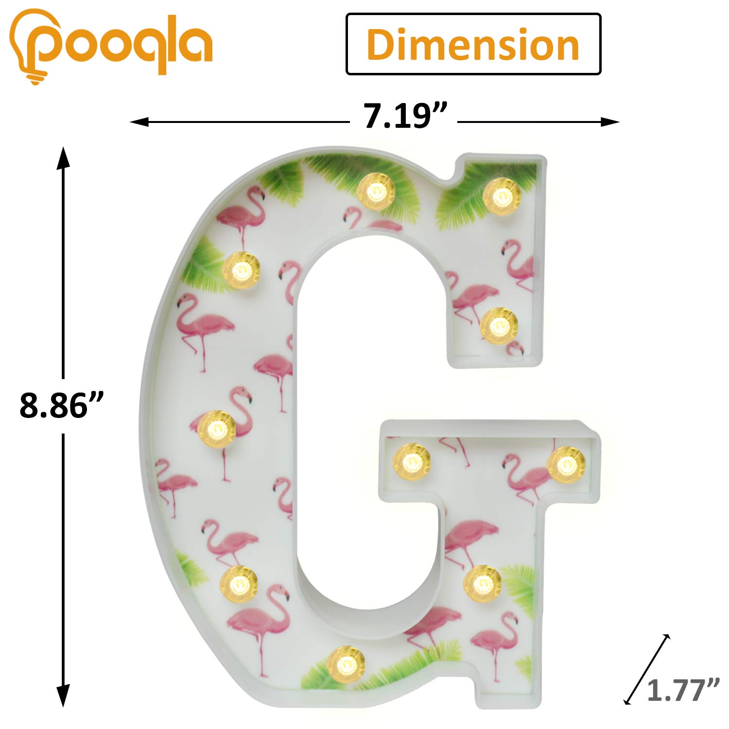 Pooqla Marquee LED Letter Sign Light - Tropical Luau Party Decor with Flamingos & Palm Trees for Hawaiian Theme, Birthday, Bedroom Wall, Table Centerpiece | Perfect for Beach Parties, Summer Weddings, and Home Decor