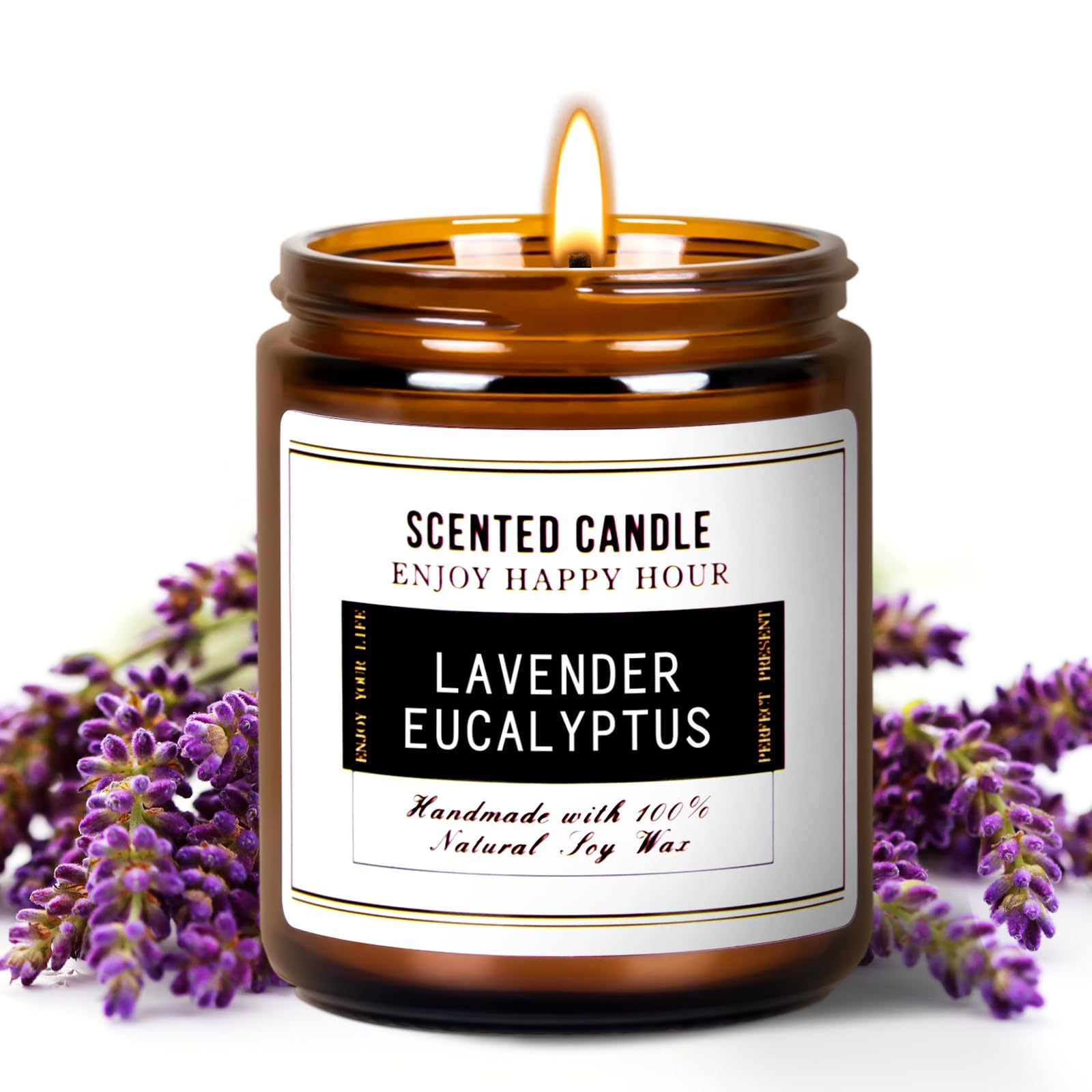 Premium Eucalyptus & Lavender Scented Soy Wax Candles | Natural Aromatherapy Candles for Stress Relief & Relaxation | Meditation, Yoga, Spa & Home Fragrance | Gift for Women & Men | Perfect for Bedroom, Office & Bathroom Decor
