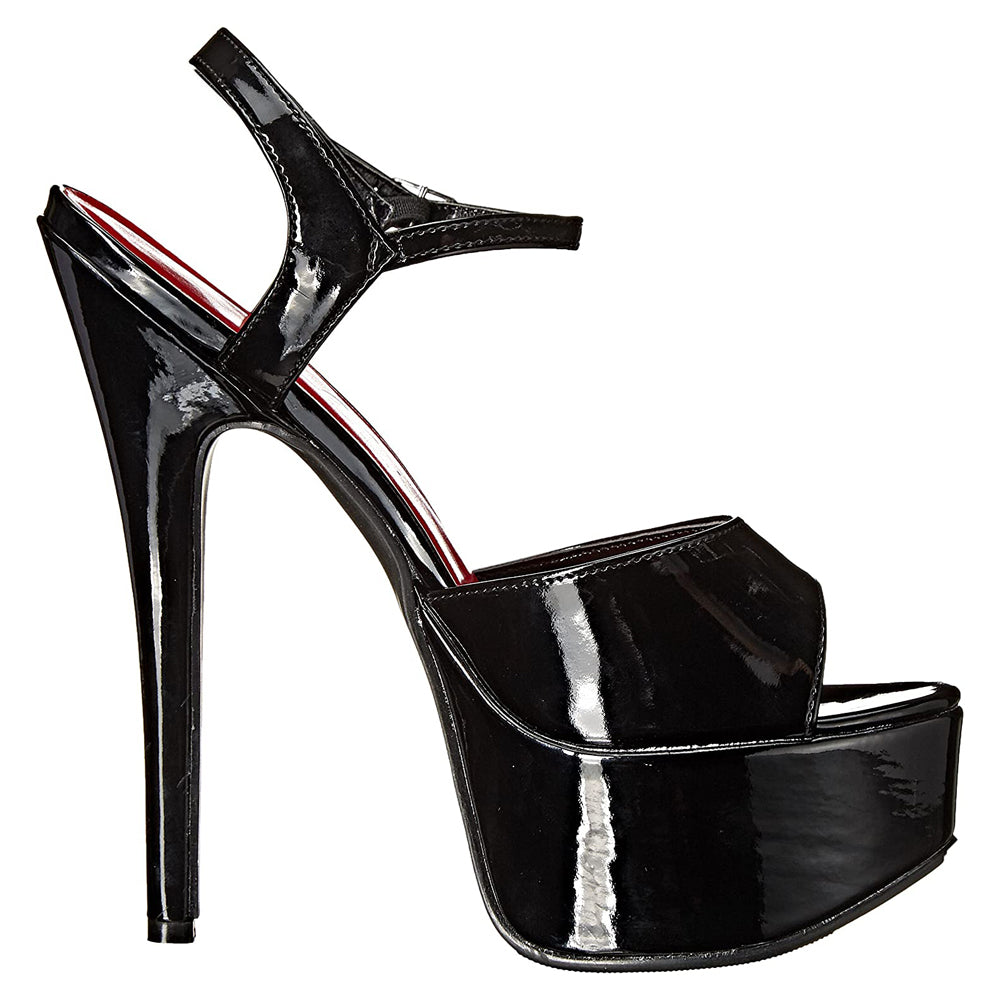 Ellie Shoes Juliet 6.5 Inch Stiletto Heels Patent Leather Platform Sandals for Women - Black | Perfect for Evening Parties, Date Nights & Special Occasions
