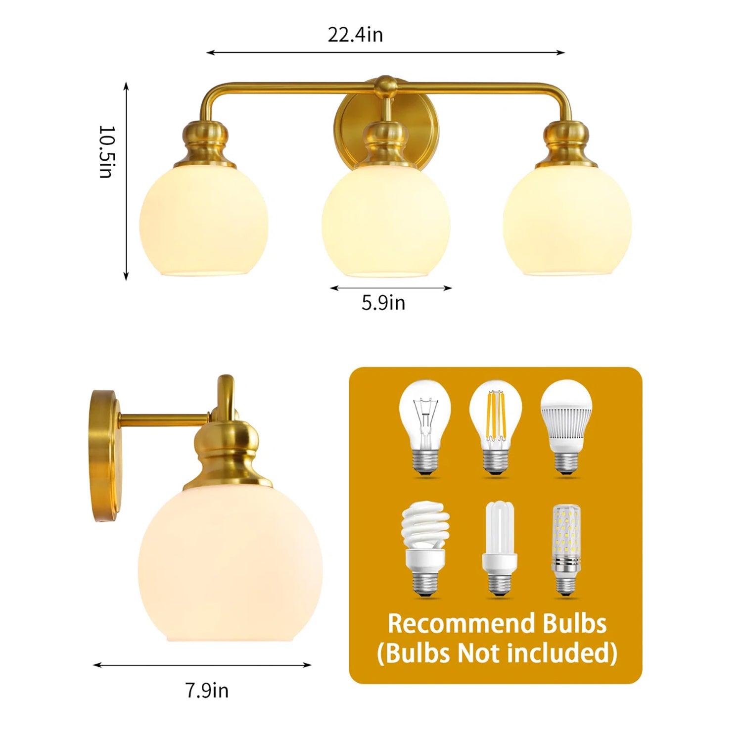 Modern Frosted Glass 3-Light Bathroom Vanity Light in Irvine Gold - Perfect for Master Bath, Powder Room, and Contemporary Home Decor
