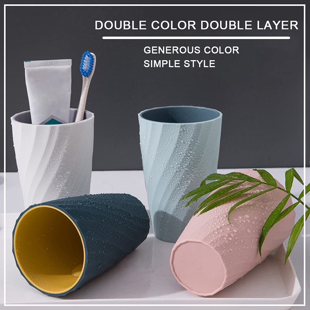 2-Pack Unbreakable Toothbrush Holder Cups - Durable Bathroom Tumbler for Toothbrush & Accessories Organization (Light Blue & Dark Blue) - Perfect for Bathroom Countertop, Travel, and Dorm Essentials