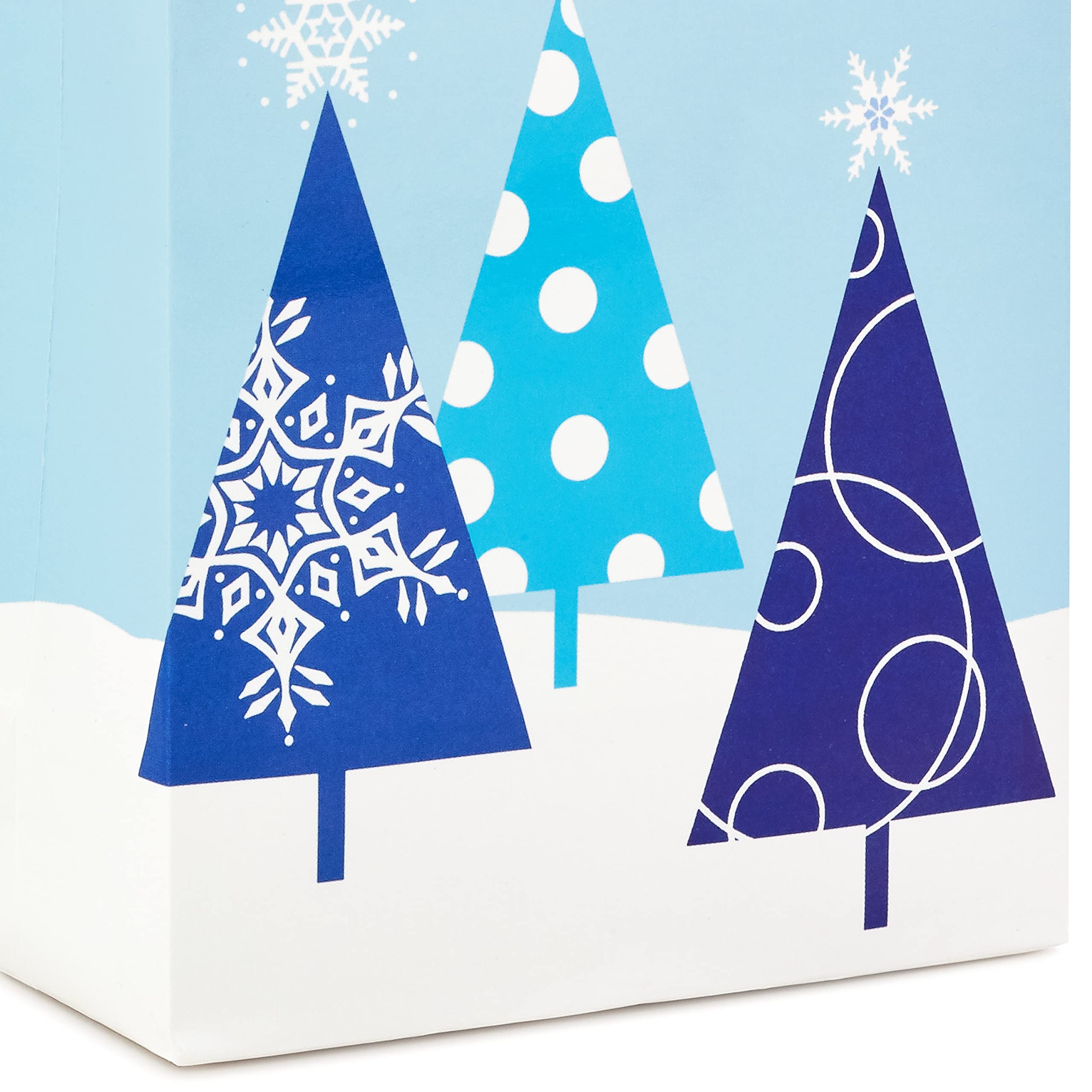 Hallmark 6 Inch Small Holiday Gift Bags - Pack of 5 Blue Winter Scenes, Stripes & Snow Designs - Perfect for Christmas Presents, Party Favors & Stocking Stuffers
