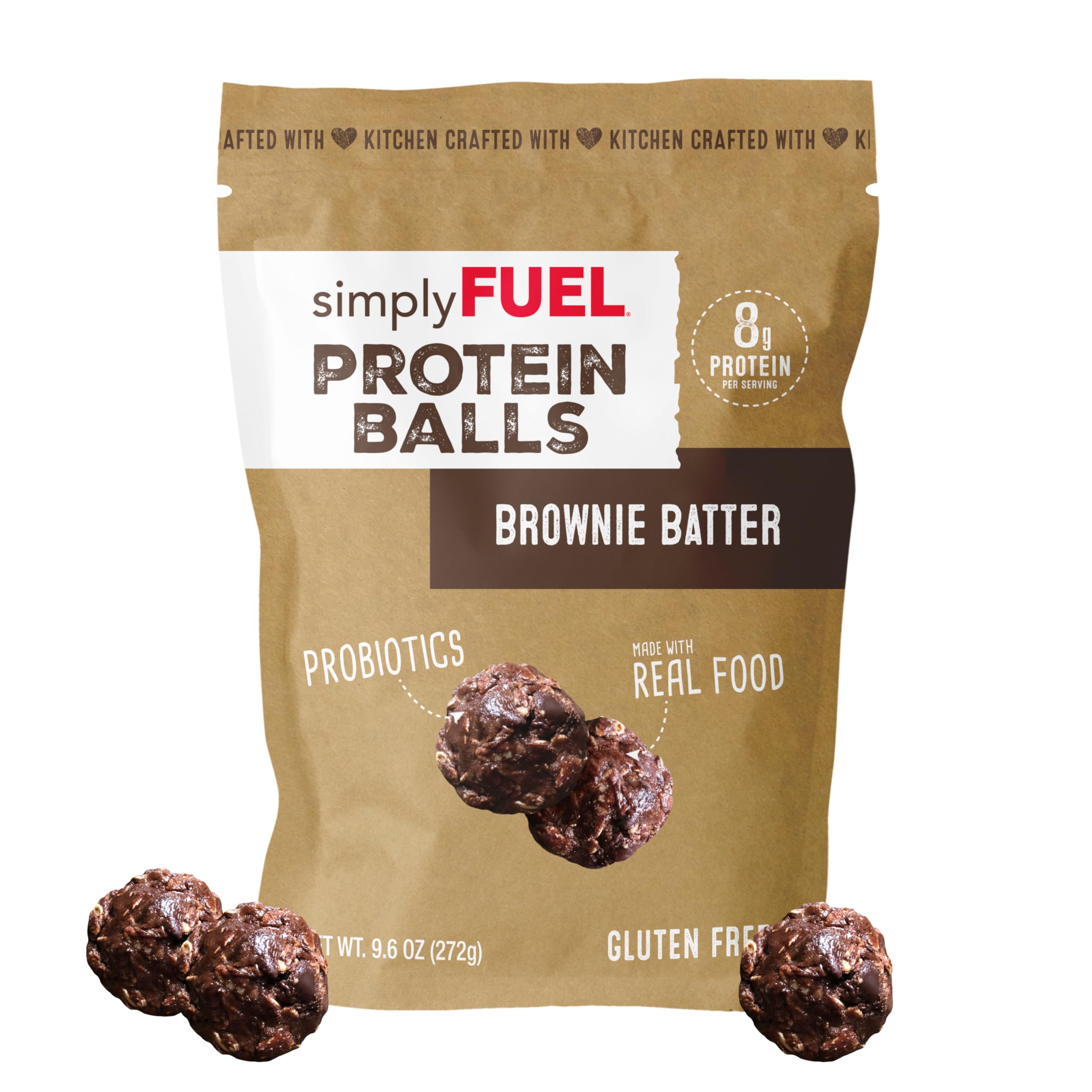SimplyFUEL Protein Balls - 8g Protein, Probiotics, Gluten Free Snacks for Energy & Fitness