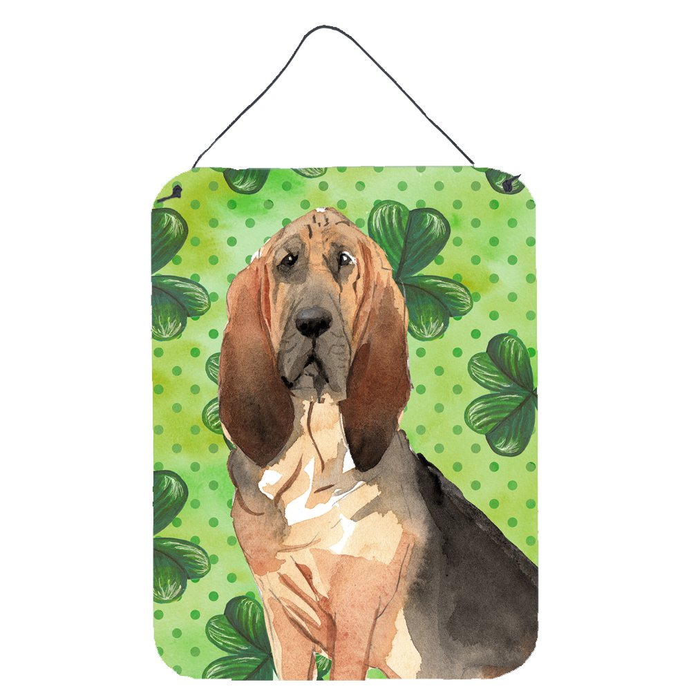 Shamrocks Bloodhound Metal Wall Art Sign - 12x16 Inch Aluminum Hanging Plaque for Kitchen, Bar, Bathroom & Front Door Decor - Multicolor Irish-Themed Home Decoration | Perfect for St. Patrick's Day & Dog Lover Gifts