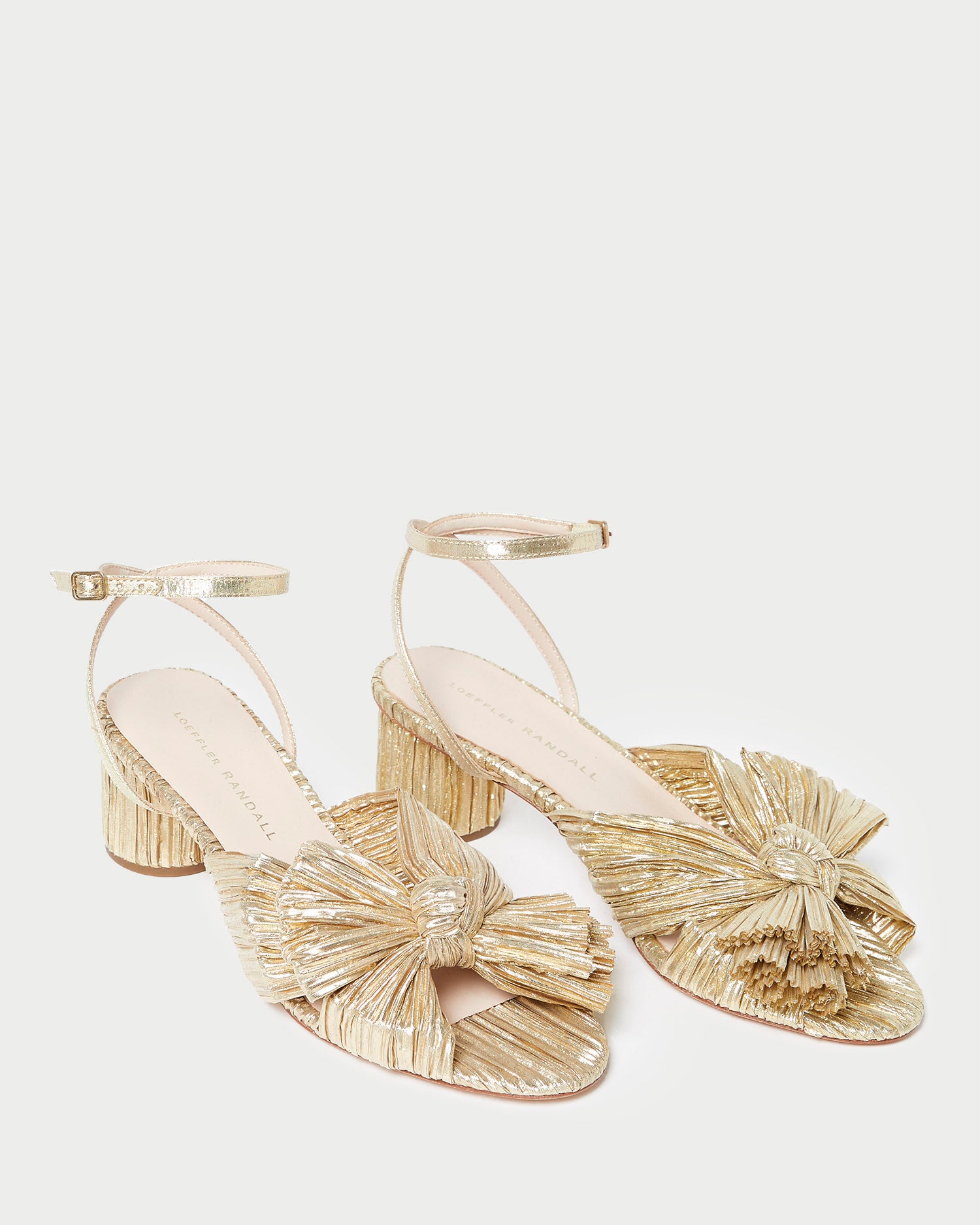 Elegant Dahlia Gold Pleated Bow Heels for Women - Stylish High Heels for Parties, Weddings & Special Occasions