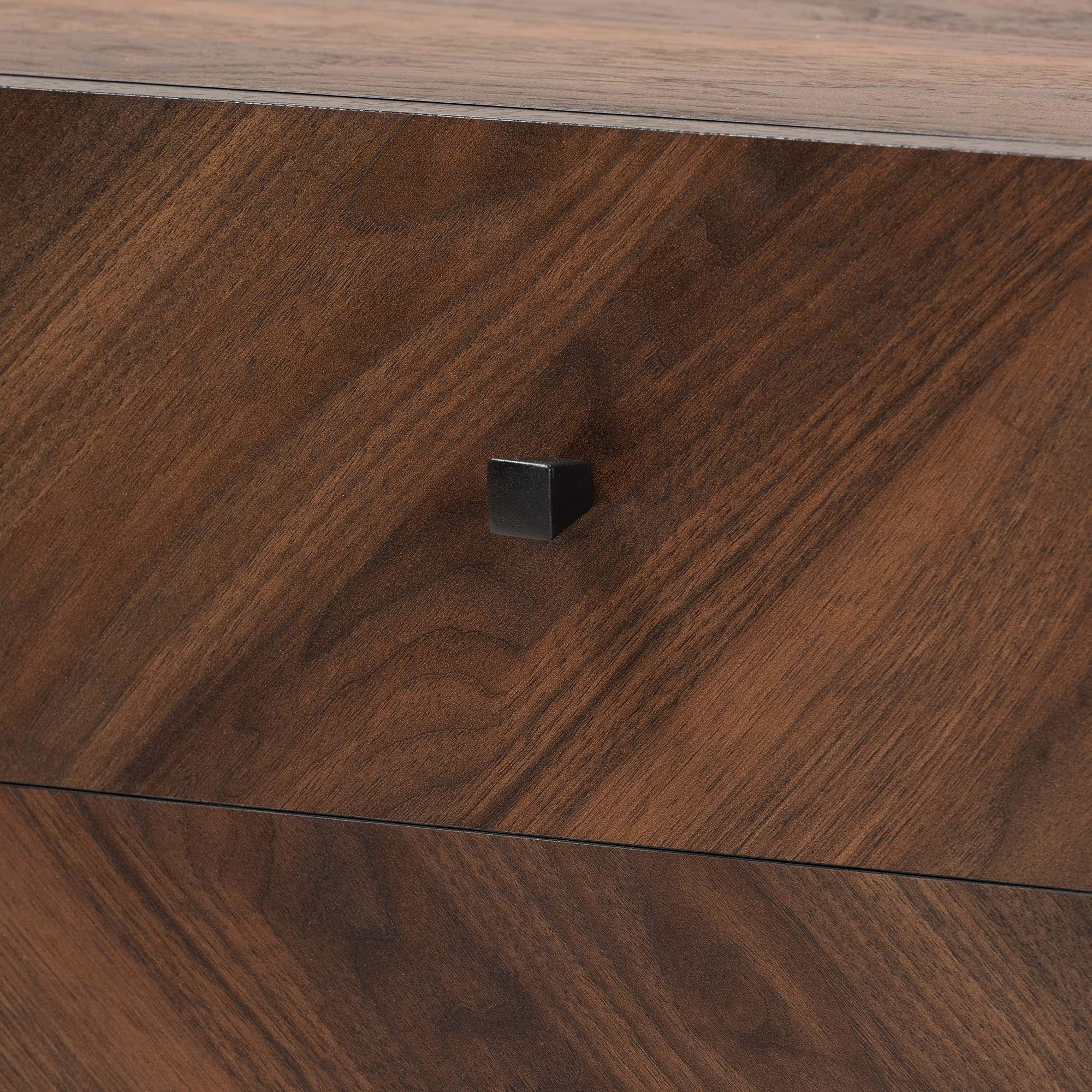 Baxton Studio Hartman Mid-Century Modern TV Stand - Walnut Brown Wood Media Console with Storage Shelves for Living Room, Bedroom & Home Theater