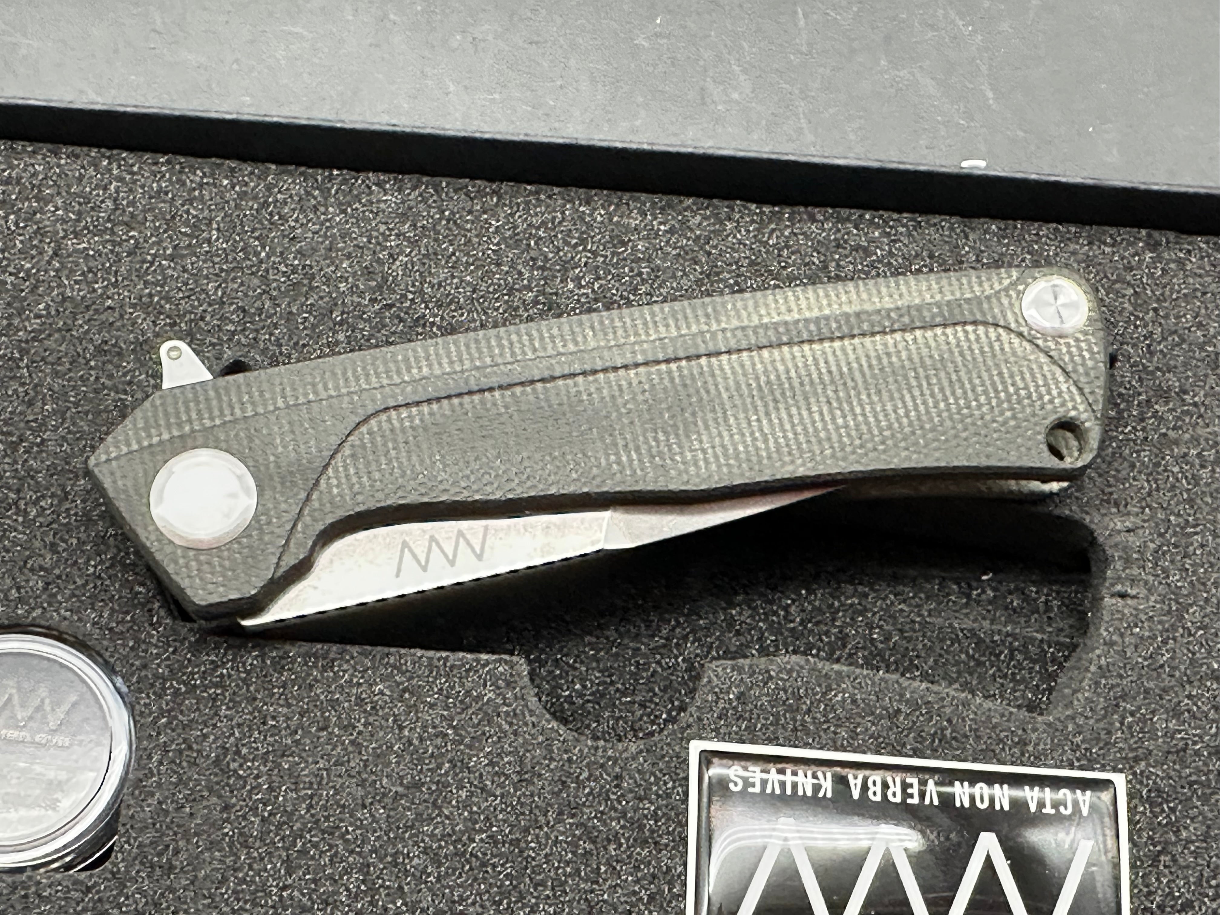 Acta Non Verba Z100 Liner Lock Folding Knife - Black G10 Handle, 3.5