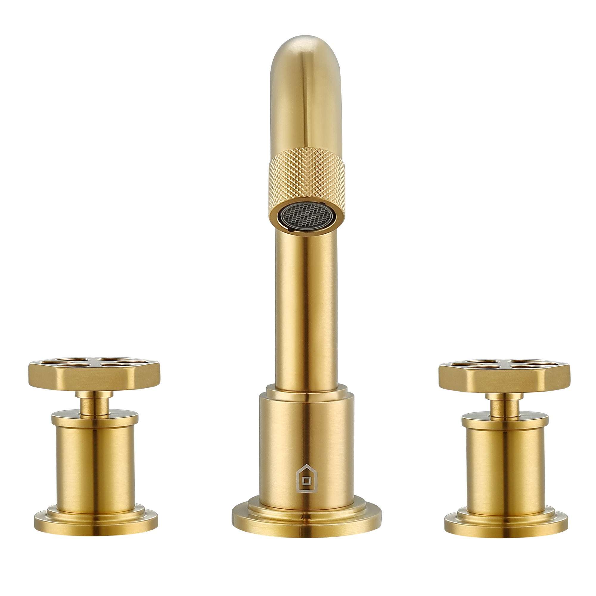 Ancona Industria Brushed Titanium Gold Widespread Bathroom Faucet - Hexagonal Two Handle 3 Hole Design for Modern Vanities | Perfect for Master Bathrooms, Powder Rooms & Guest Suites