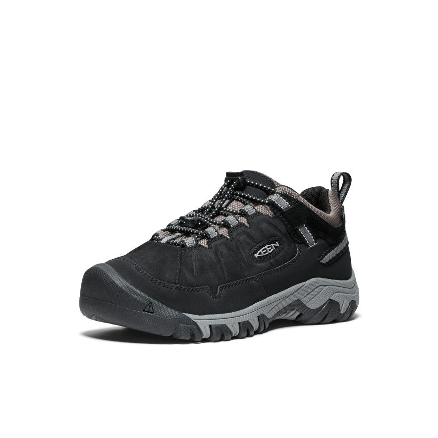 Big Kids' Targhee IV Waterproof Hiking Shoes - Black/Steel Grey | Durable Outdoor Footwear for Boys & Girls | Perfect for Trail Hiking, Camping & Outdoor Adventures