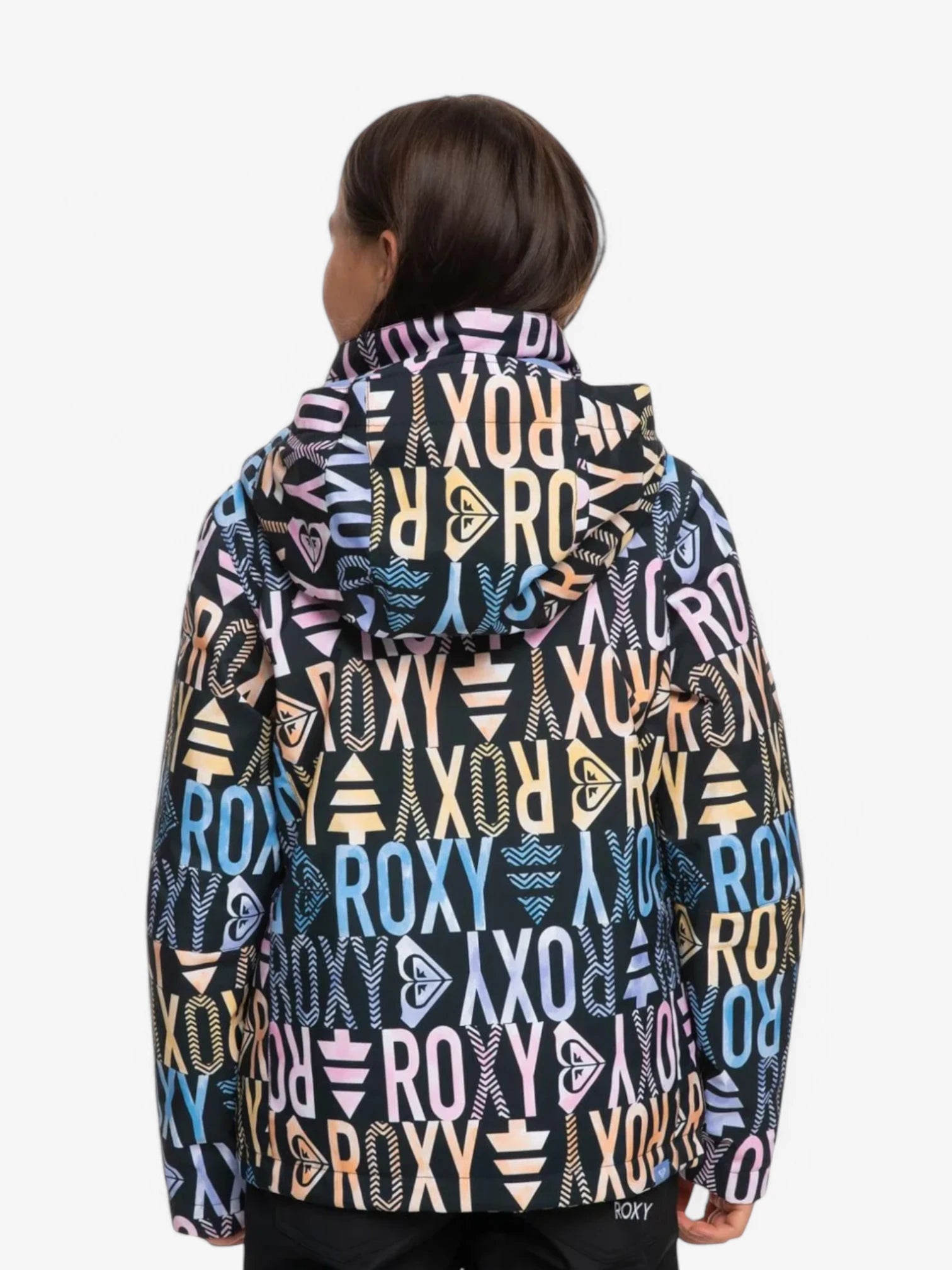 Roxy Girls' Jetty Black Print Snow Jacket - Waterproof Winter Coat for Kids' Outdoor Skiing & Snowboarding