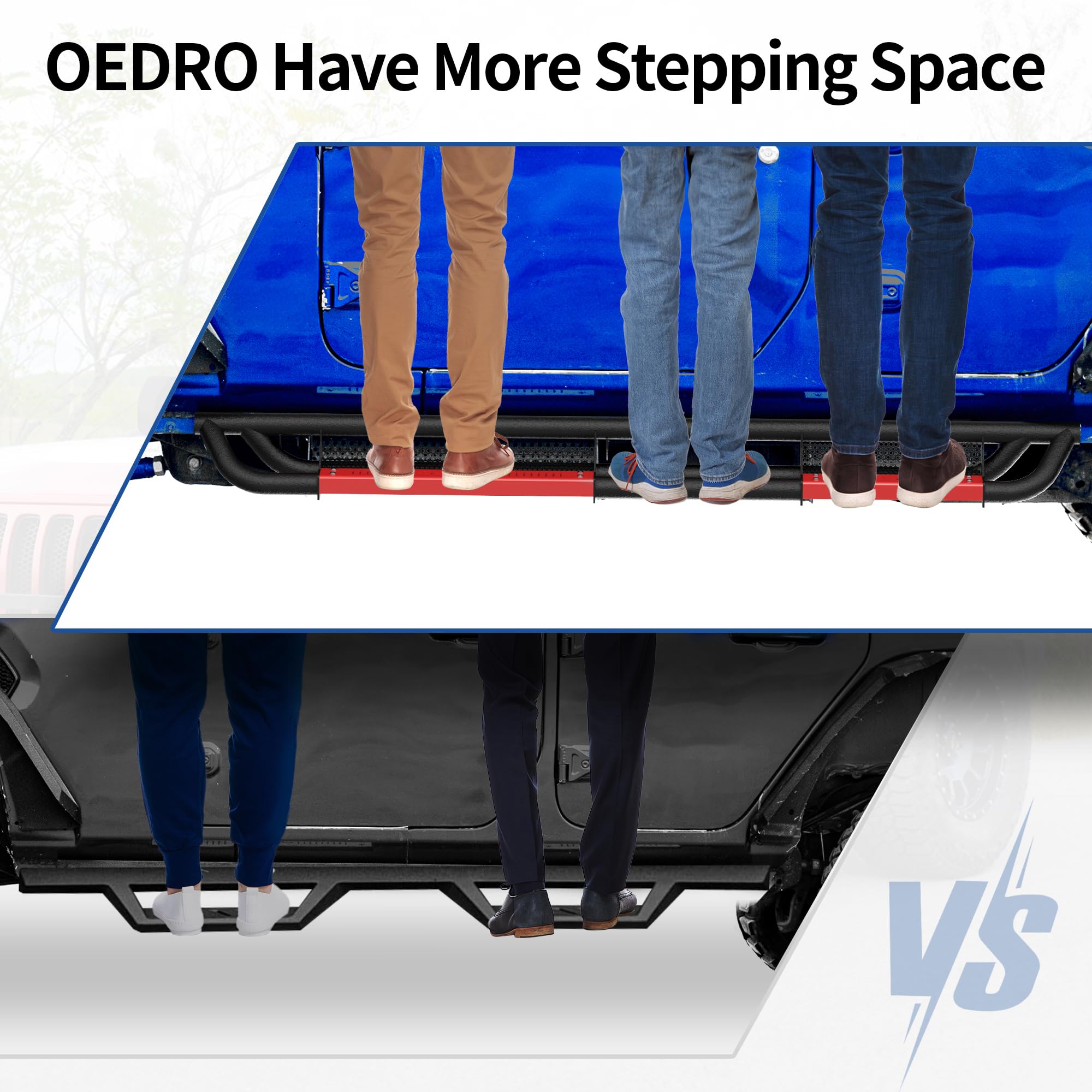OEDRO 6 Inch Black Running Boards & Nerf Bars for 2019-2025 Chevy Silverado 1500/GMC Sierra 1500 Crew Cab & 2020-2025 Silverado/Sierra 2500HD 3500HD - Durable Side Steps with Paintable Step Plates | Off-Road Protection & Easy Entry/Exit